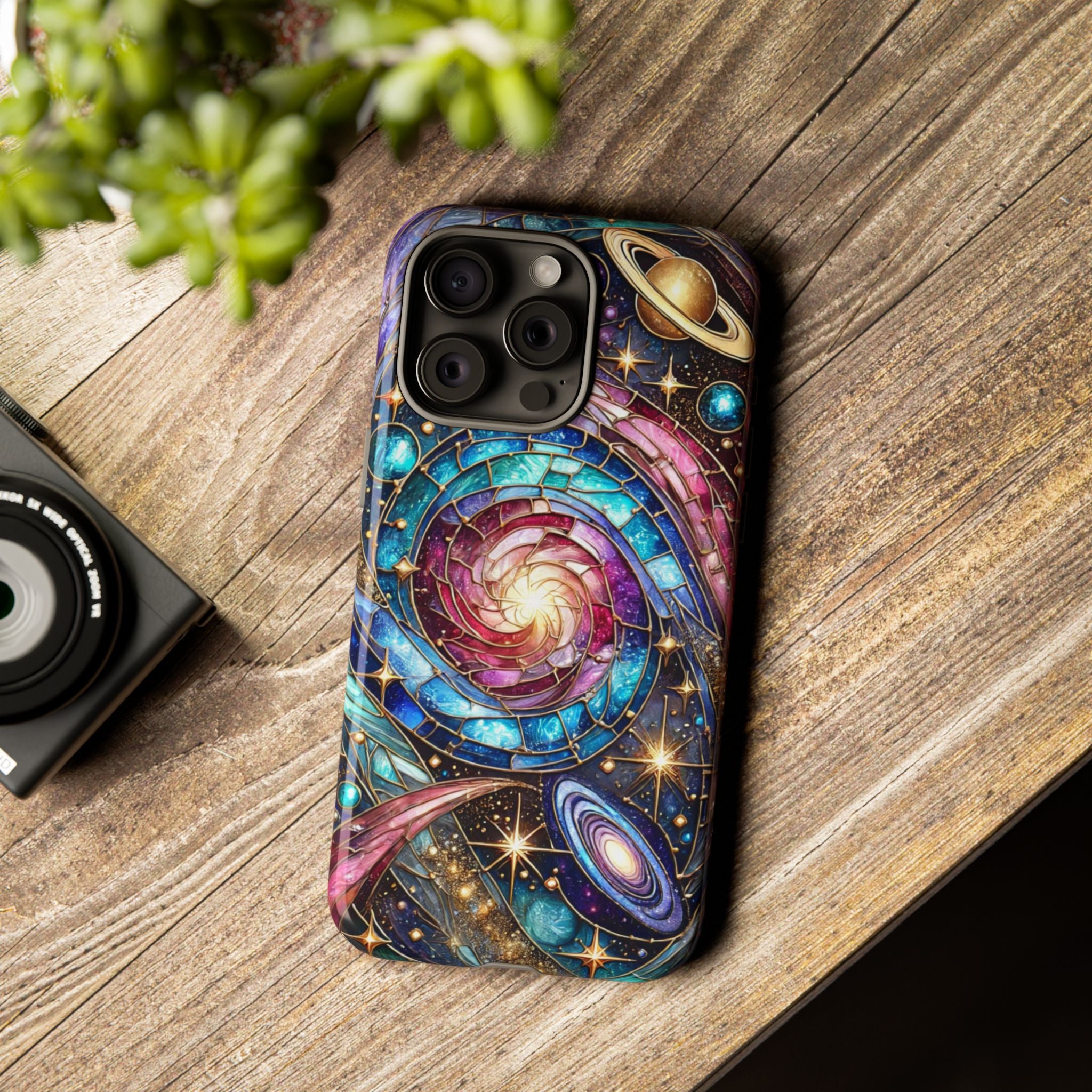 Galaxy Swirl Stained Glass Phone Case – Cosmic Celestial Cover
