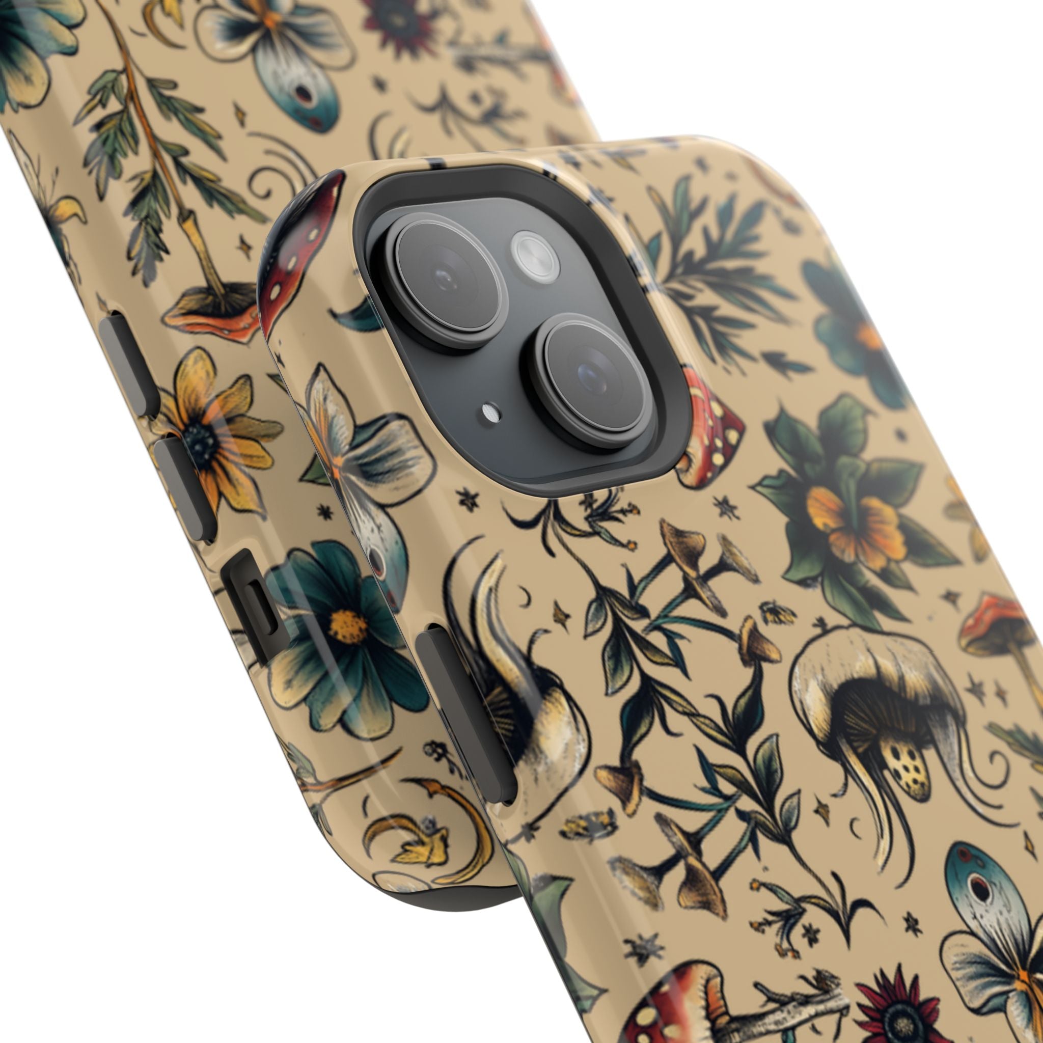 Vintage Botanical Mushroom Phone Case – MagSafe-Compatible Cover