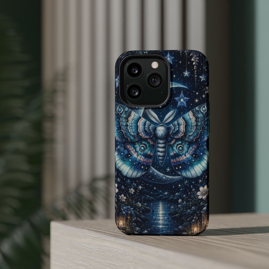 Mystic Moth Moon Phone Case – Night Sky MagSafe-Compatible Cover