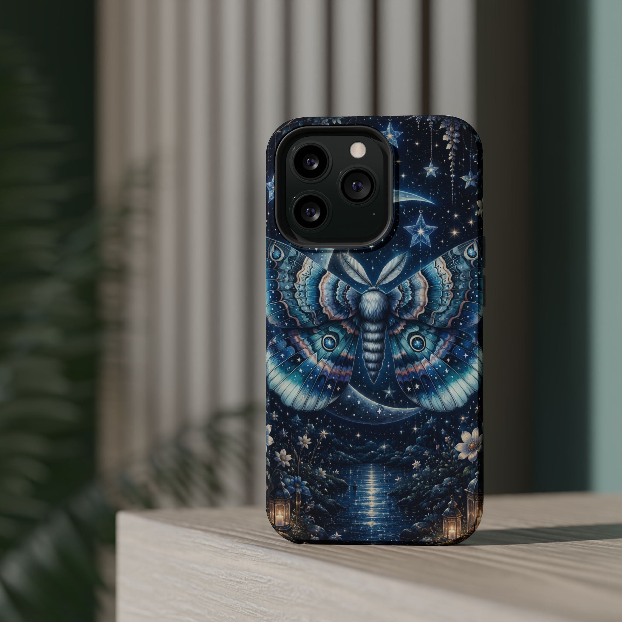 Mystic Moth Moon Phone Case – Night Sky MagSafe-Compatible Cover