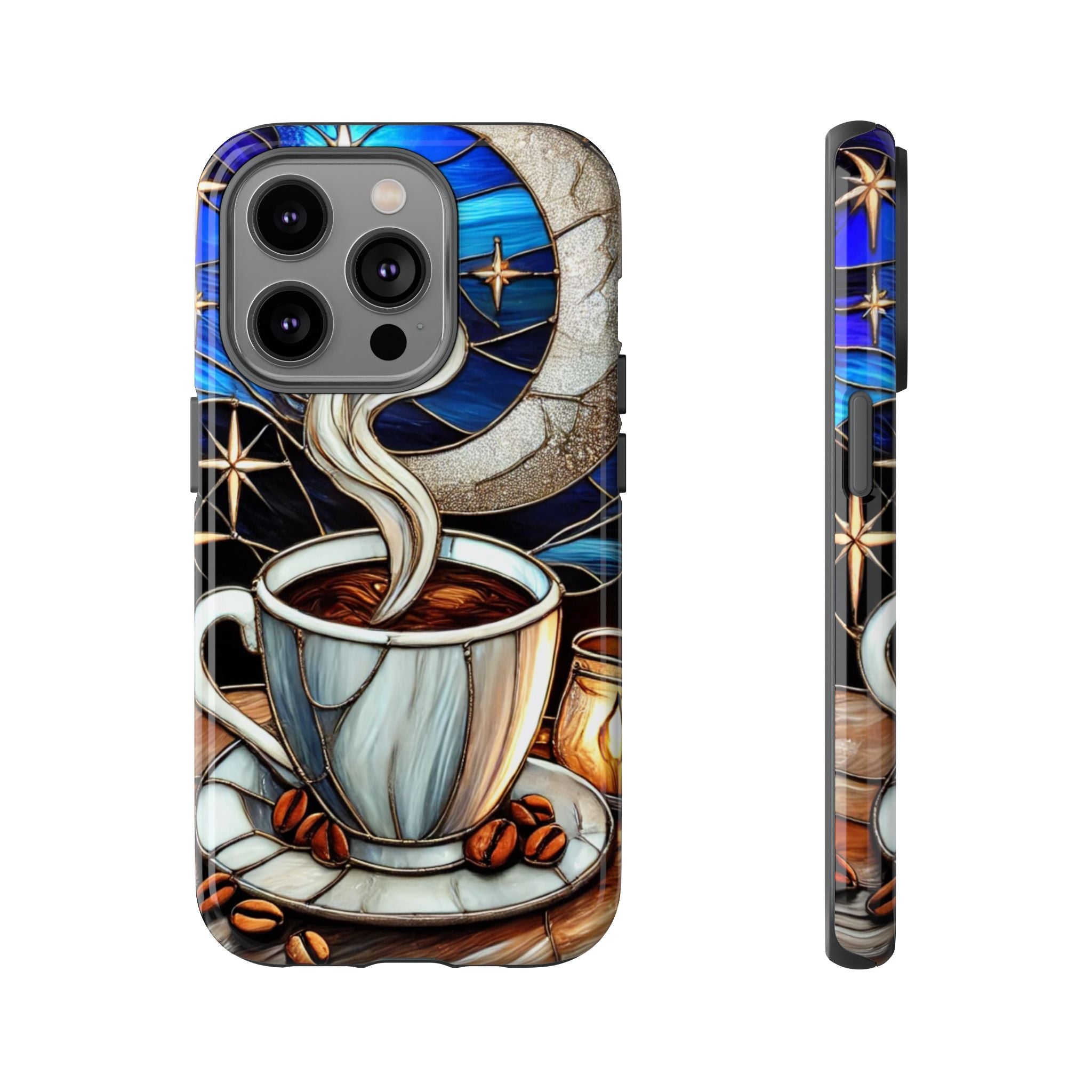Stained Glass Coffee Phone Case – Cozy Artistic Design for Coffee Lovers