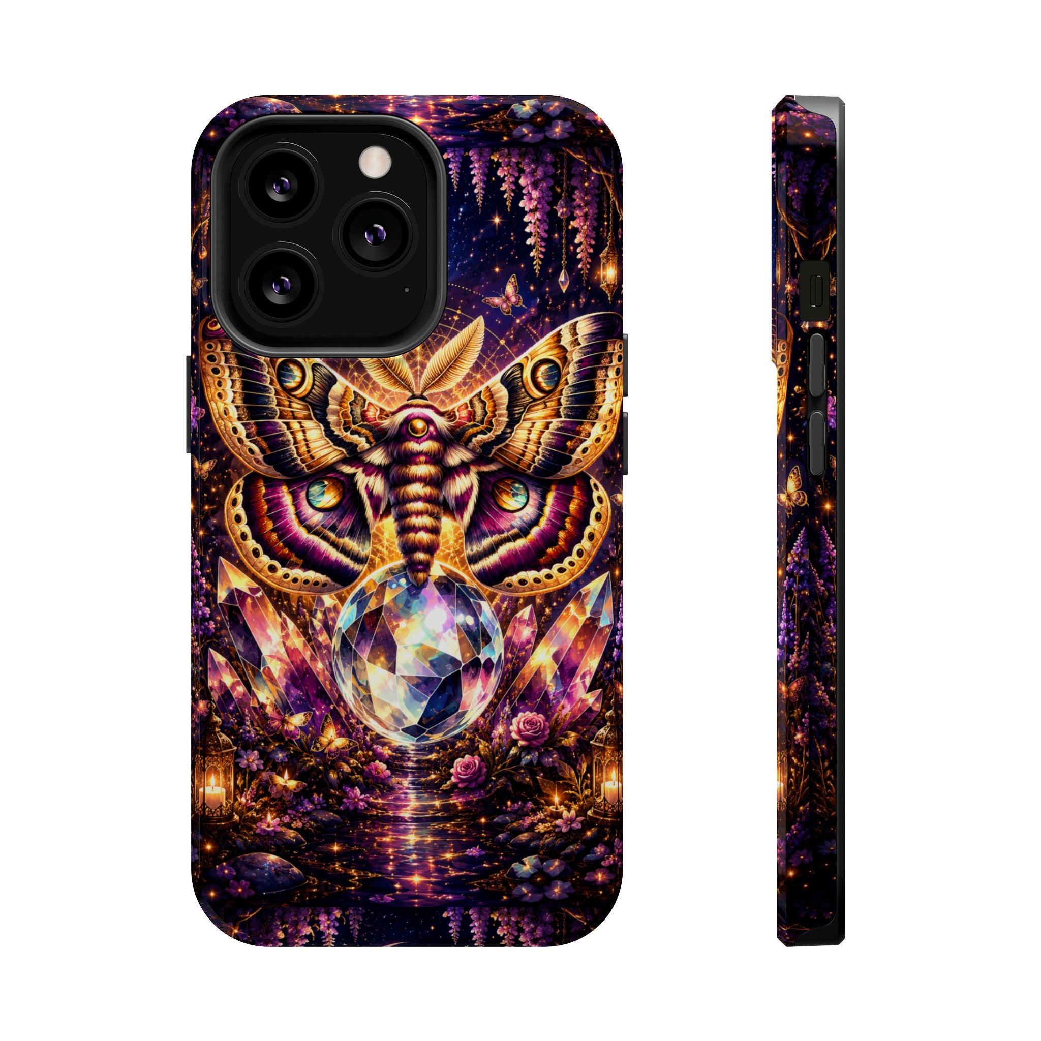 Mystic Moth Crystal Phone Case – Jewel-Toned MagSafe-Compatible Cover