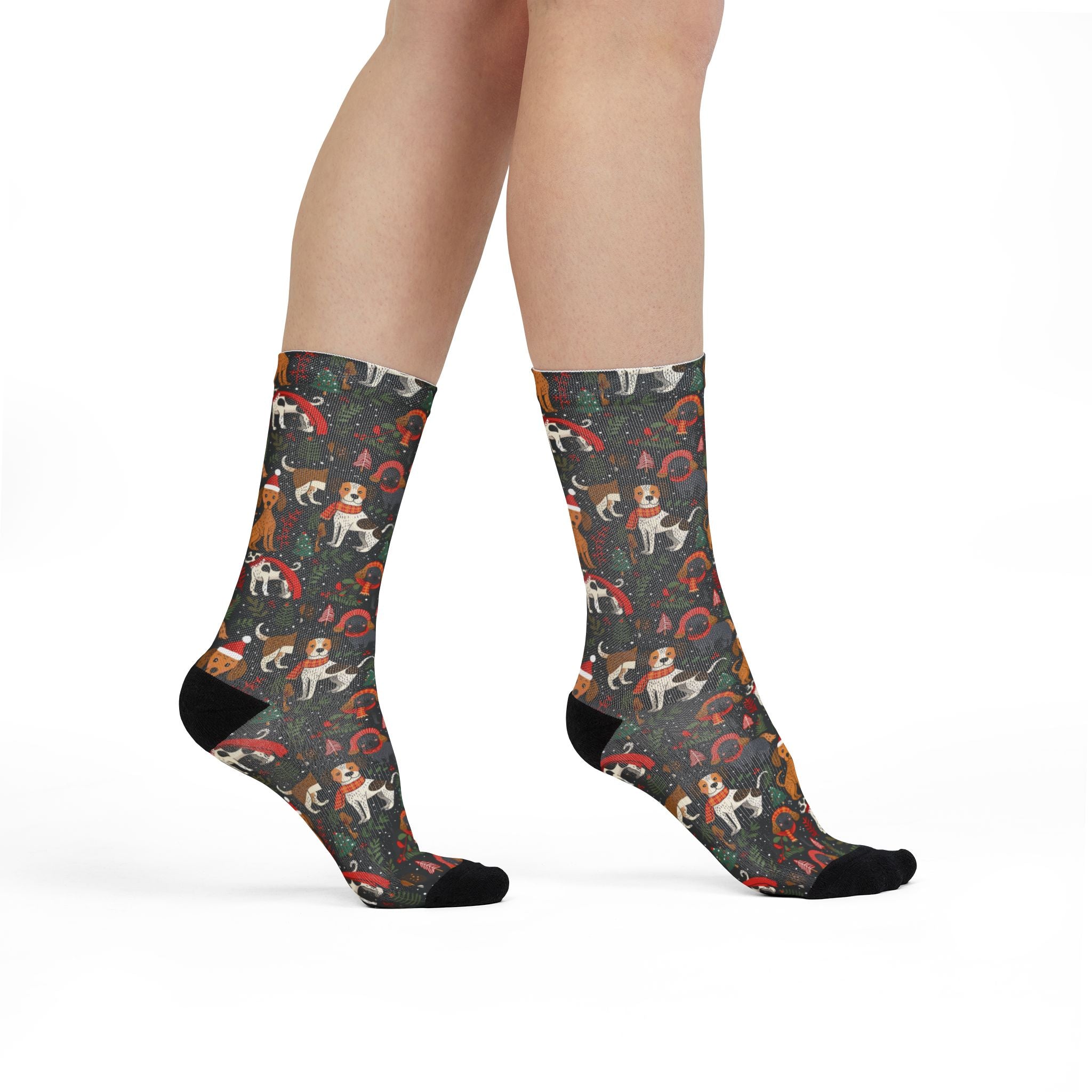 Dog Pattern Crew Socks — Holiday Puppy Socks