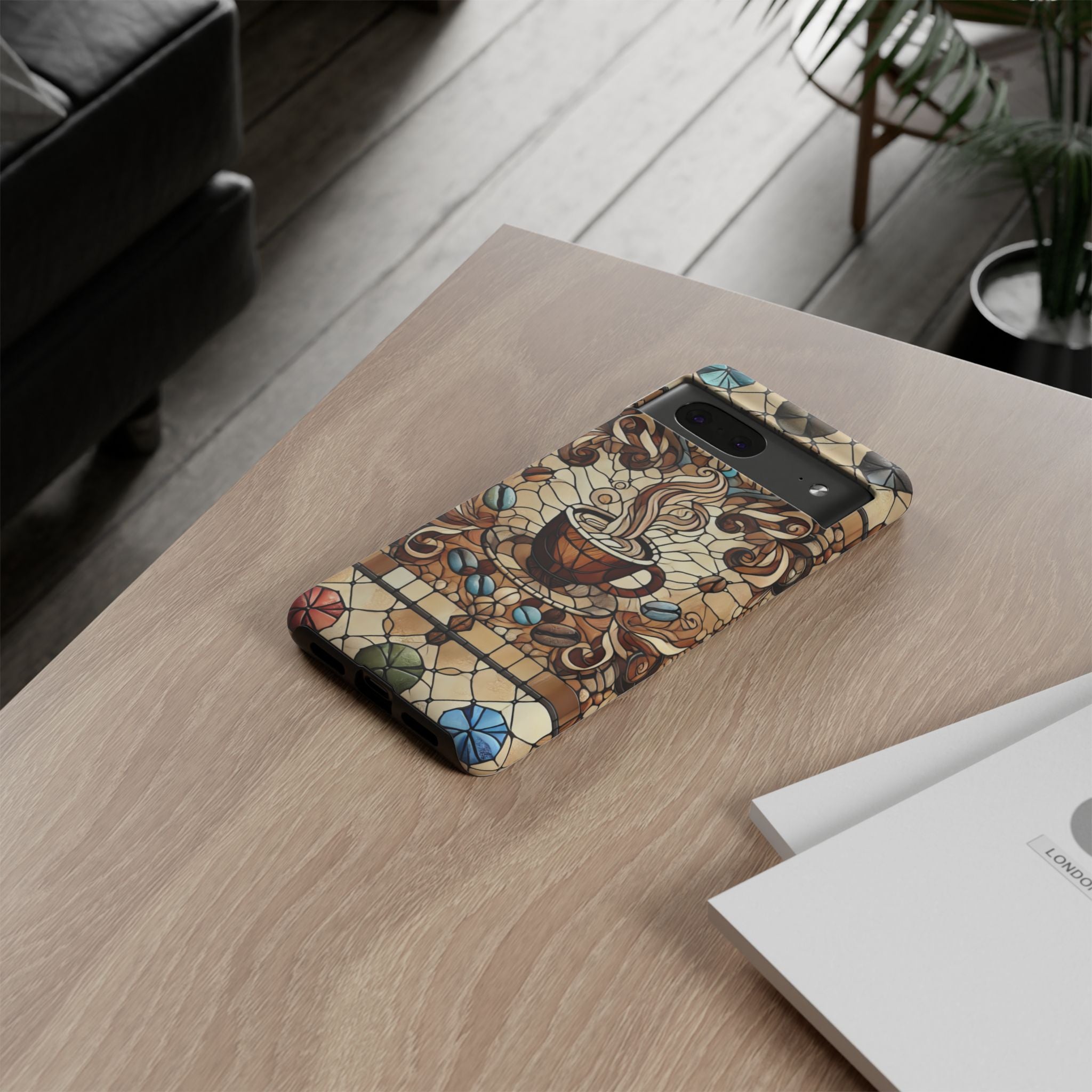 Stained Glass Coffee Android Phone Case – Shockproof TPU, 3D Wrap