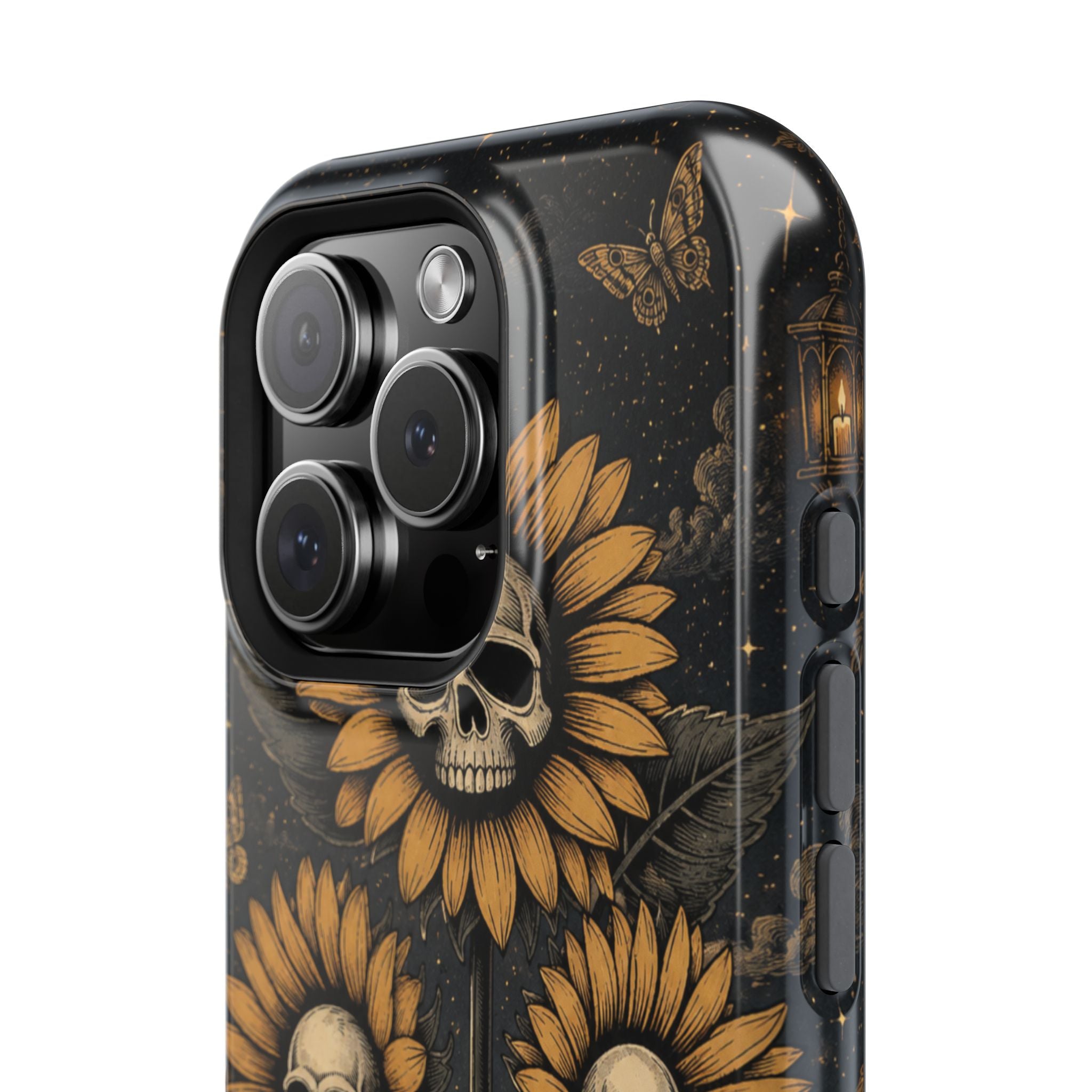 Skull Sunflowers Phone Case – Dark Floral MagSafe-Compatible Cover