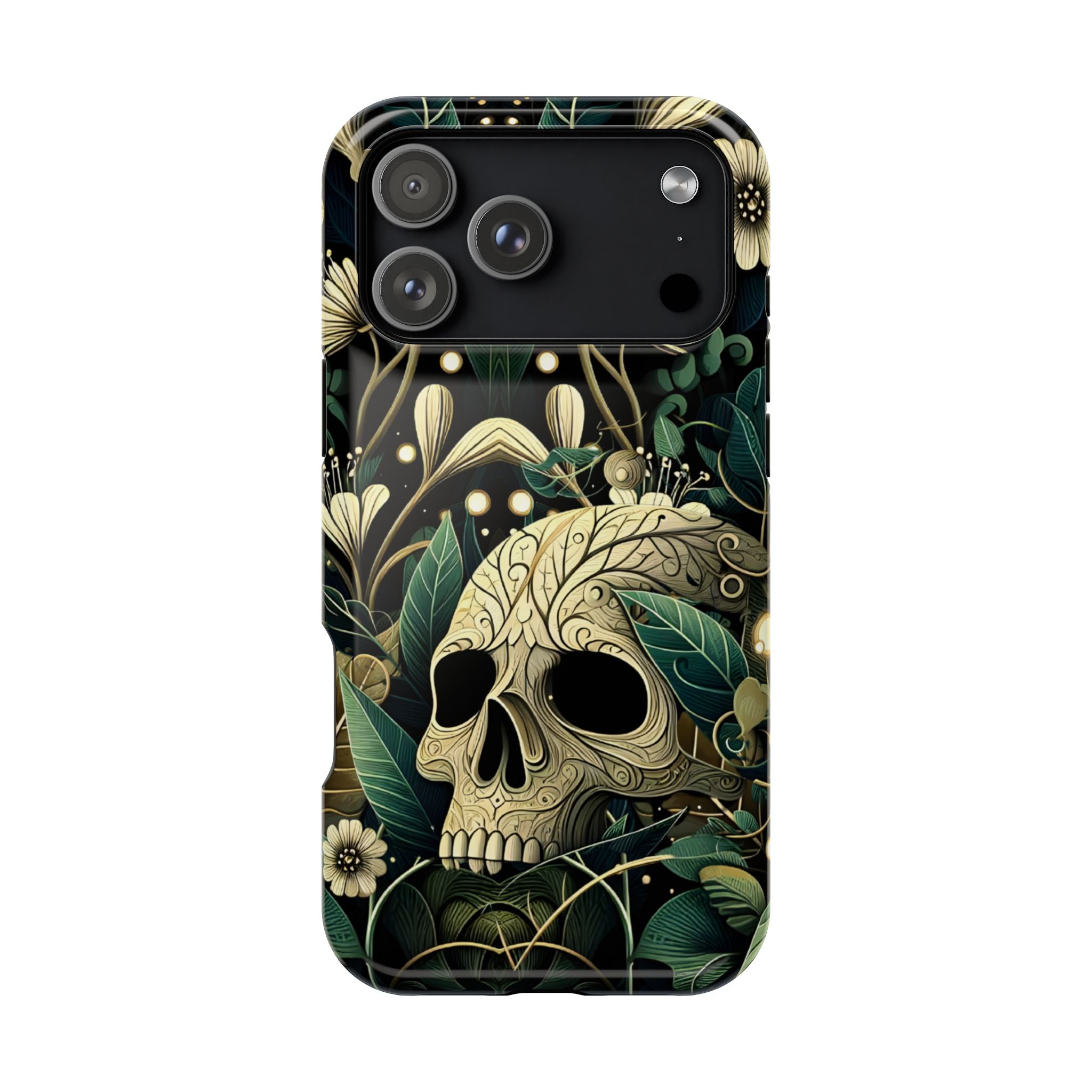 Floral Skull Phone Case – Botanical Gothic MagSafe-Compatible Cover