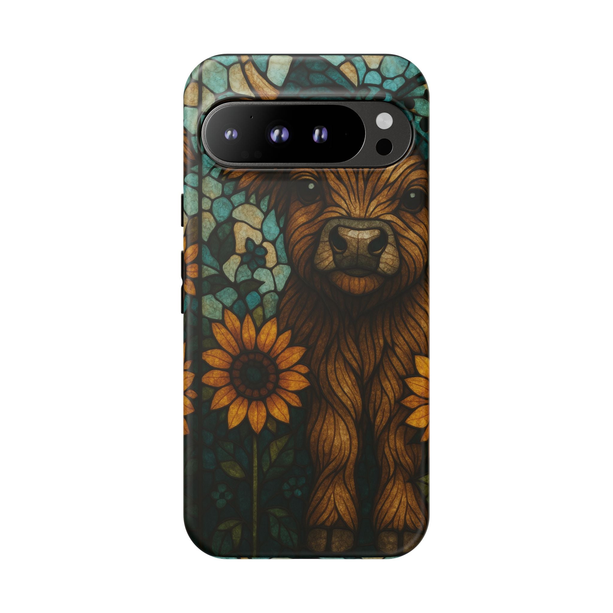 Stained Glass Baby Cow Phone Case – Sunflower Farmhouse Animal Design