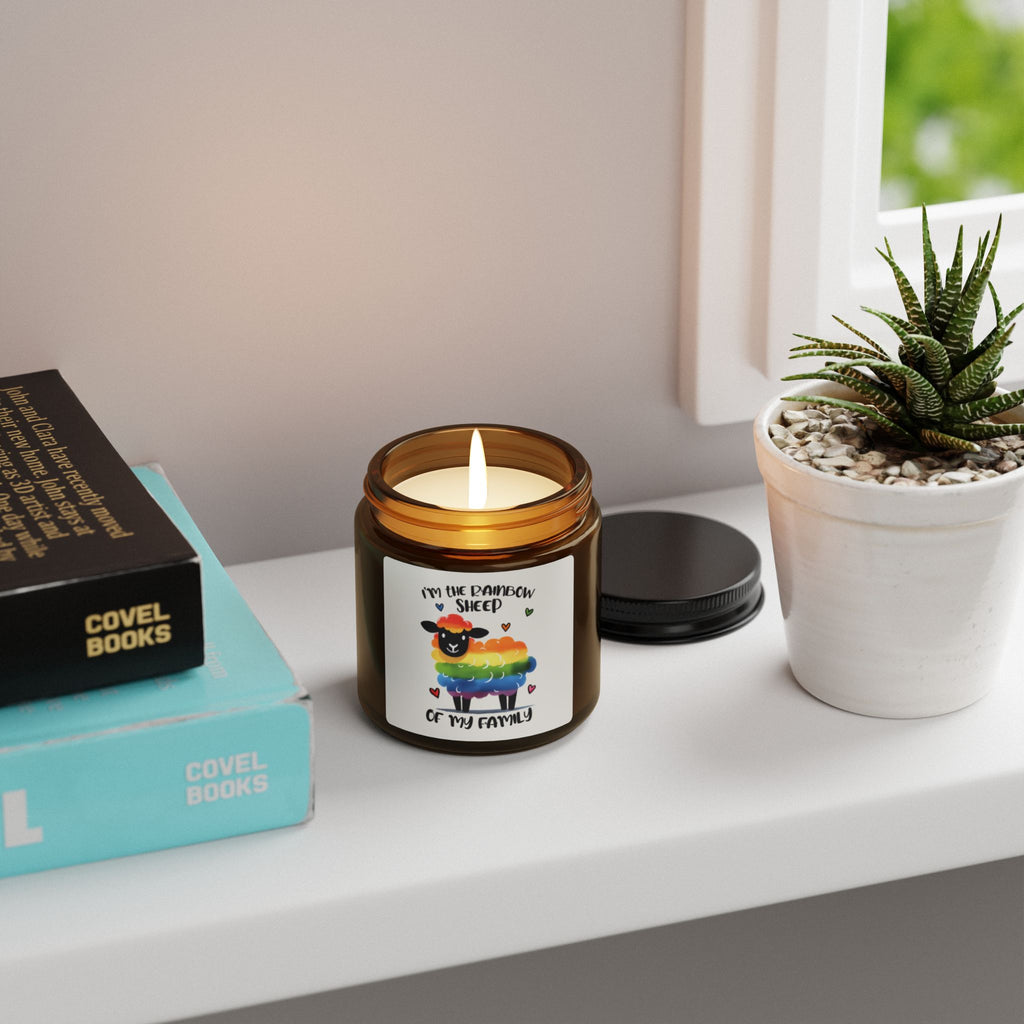 Rainbow Sheep Scented Soy Candle, LGBTQ Inclusive Statement Gift Candle For Friend, Graduation Present from Mom Dad Family Pride Celebration