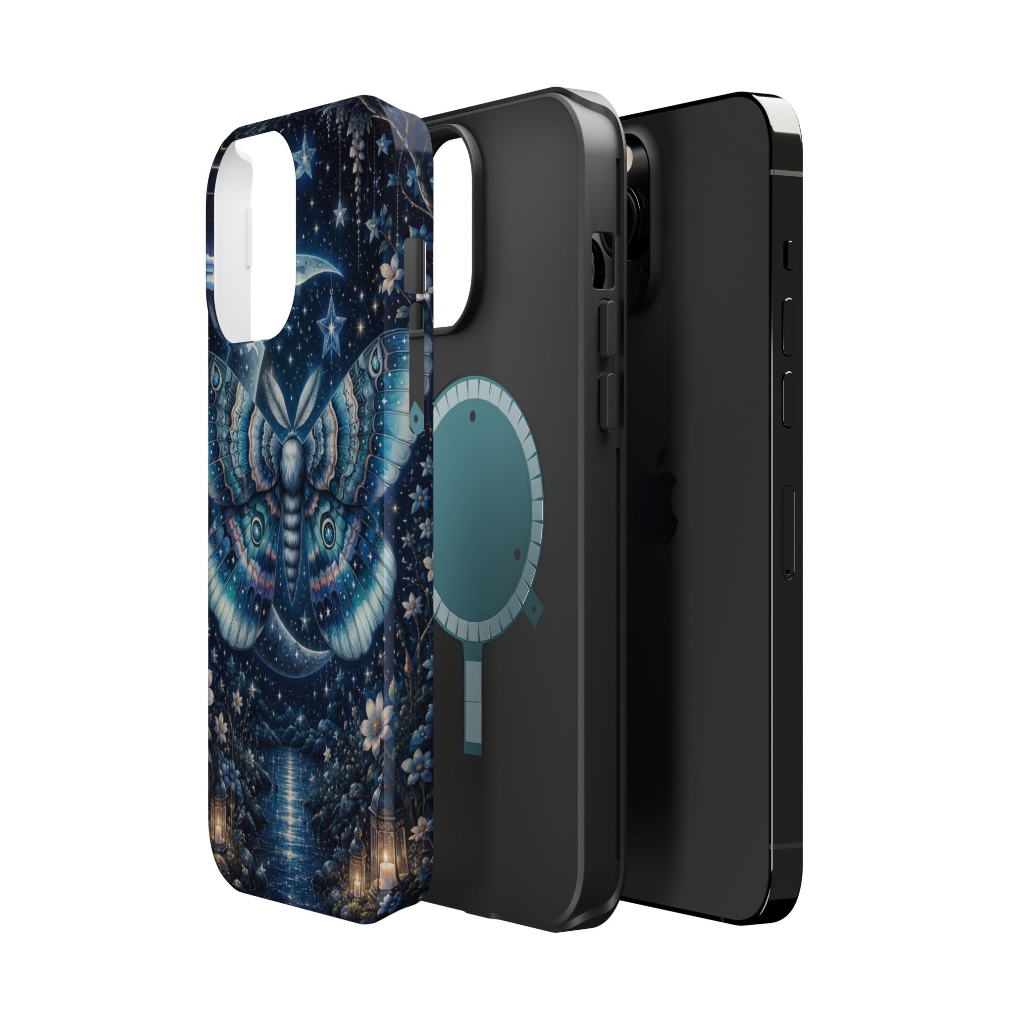 Mystic Moth Moon Phone Case – Night Sky MagSafe-Compatible Cover