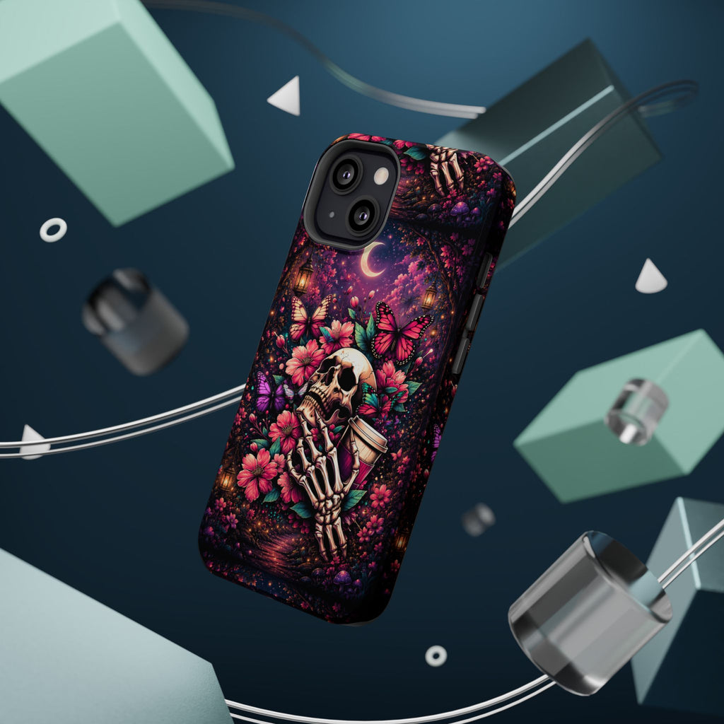 Skull & Butterflies Phone Case – Gothic Floral MagSafe-Compatible Case