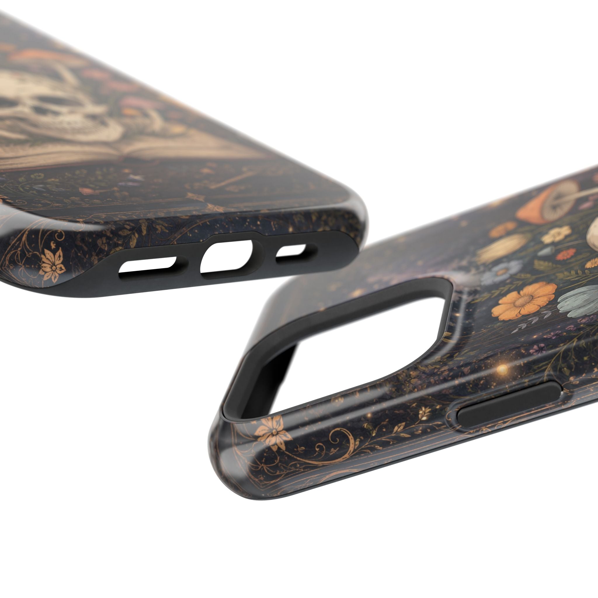 Skull & Mushroom Phone Case – Gothic MagSafe-Compatible Impact-Resistant Case