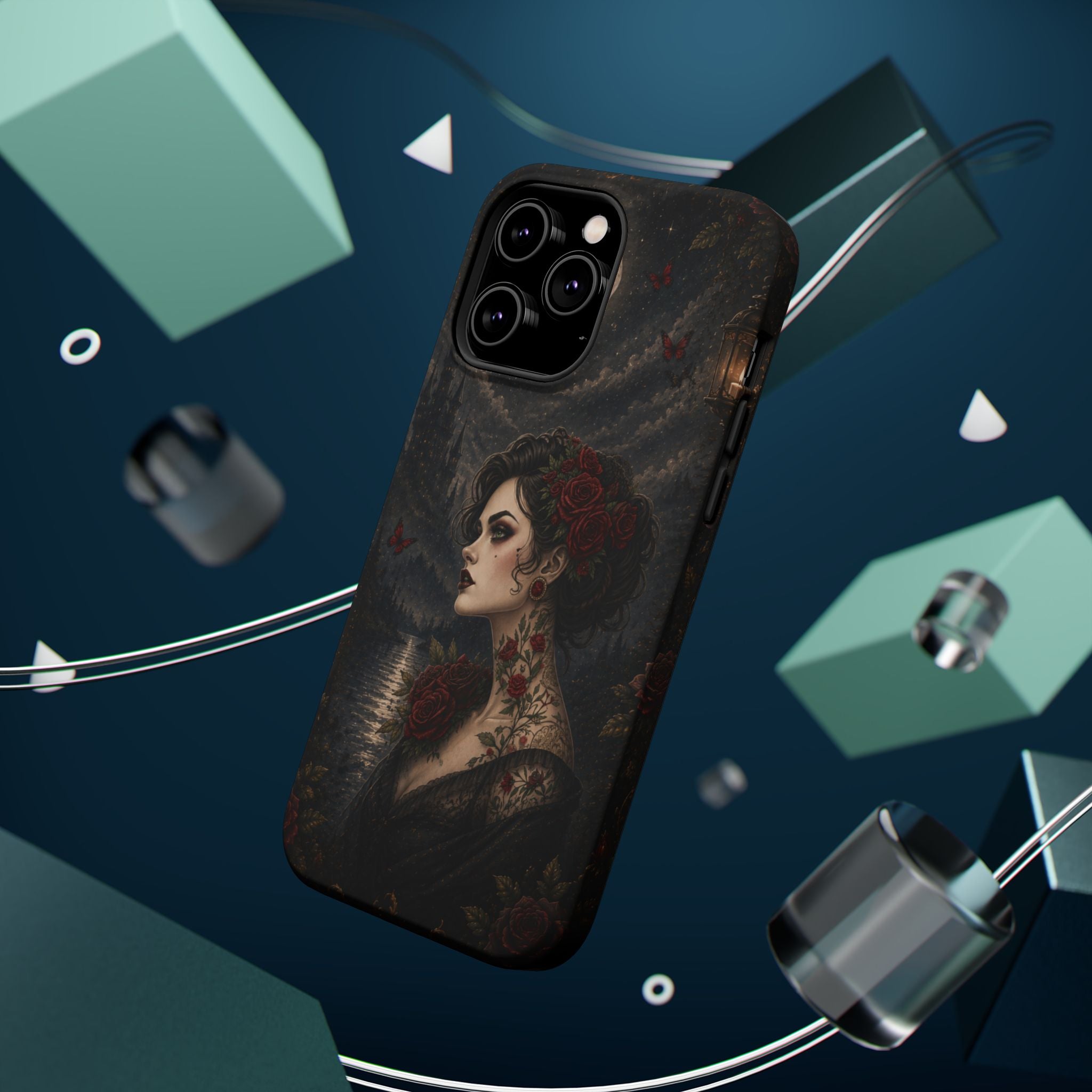 Gothic Rose Portrait Phone Case – Dark Romance MagSafe-Compatible Cover