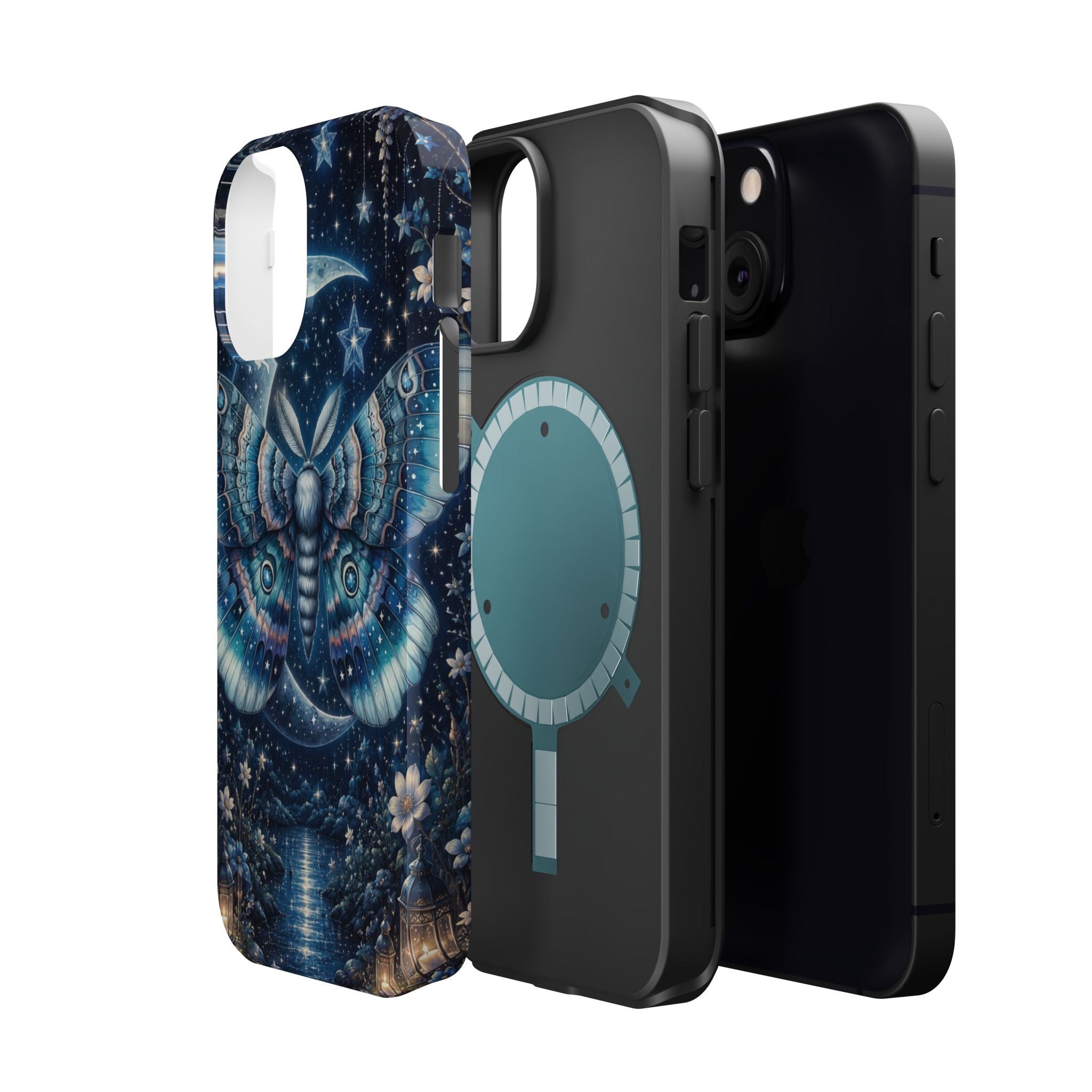 Mystic Moth Moon Phone Case – Night Sky MagSafe-Compatible Cover