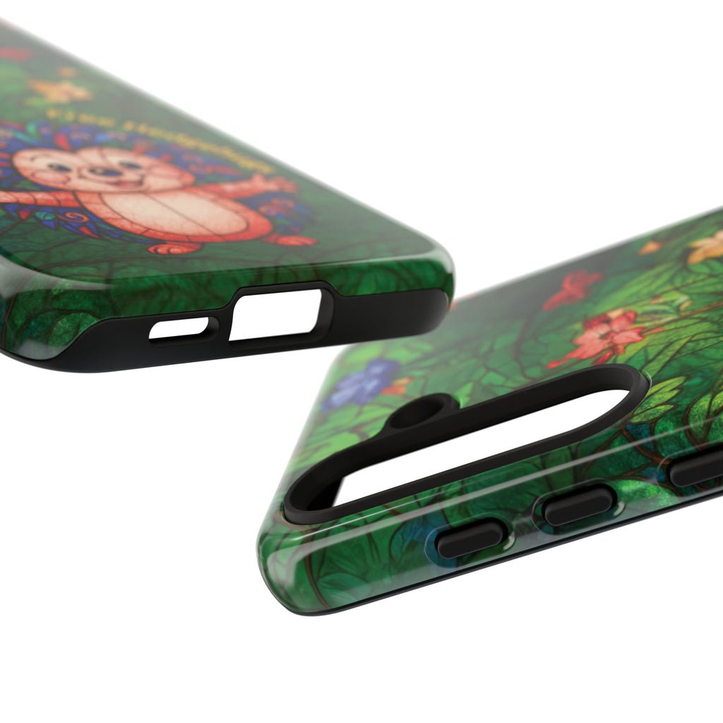 Stained Glass Hedgehog Phone Case – "Free Hedgehugs" Floral Design