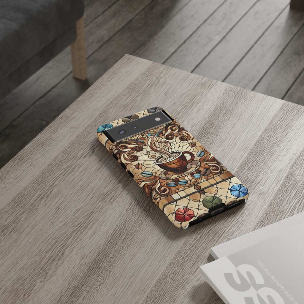 Stained Glass Coffee Android Phone Case – Shockproof TPU, 3D Wrap