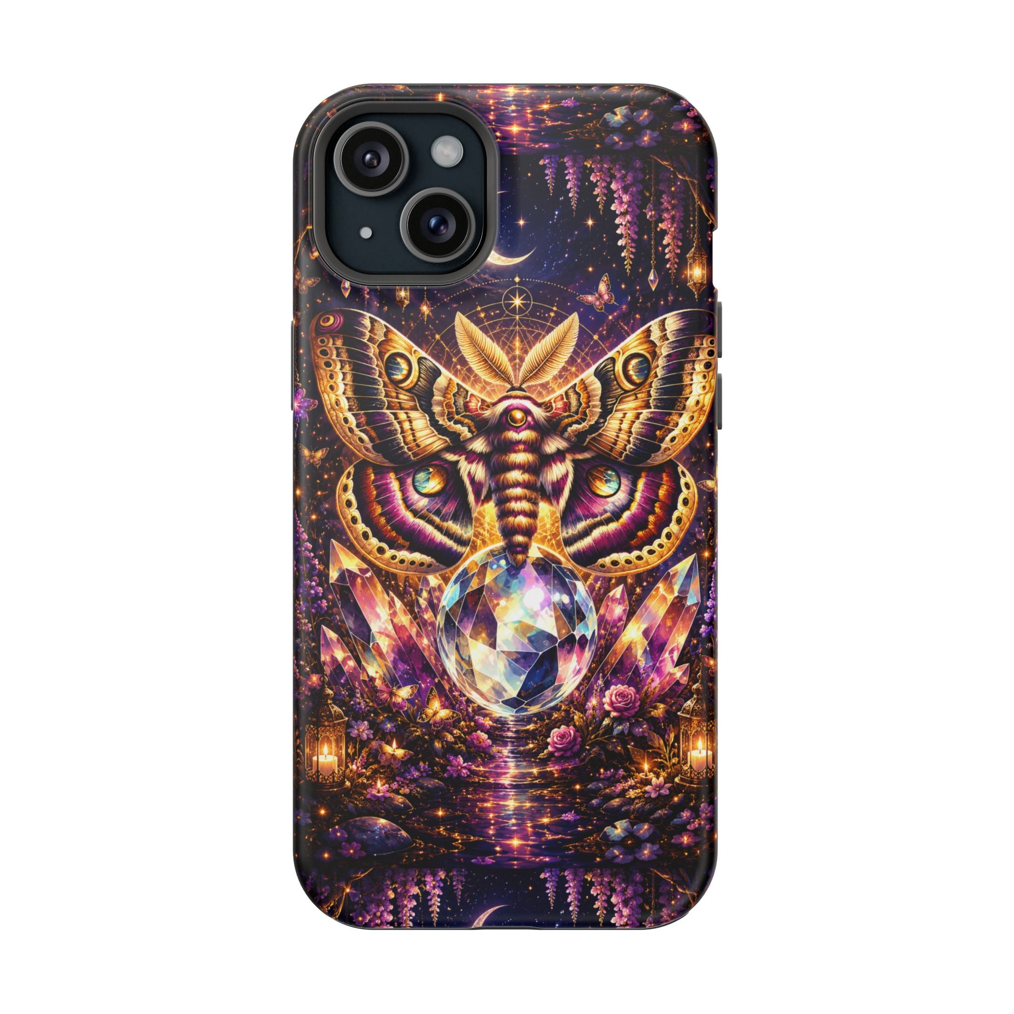 Mystic Moth Crystal Phone Case – Jewel-Toned MagSafe-Compatible Cover