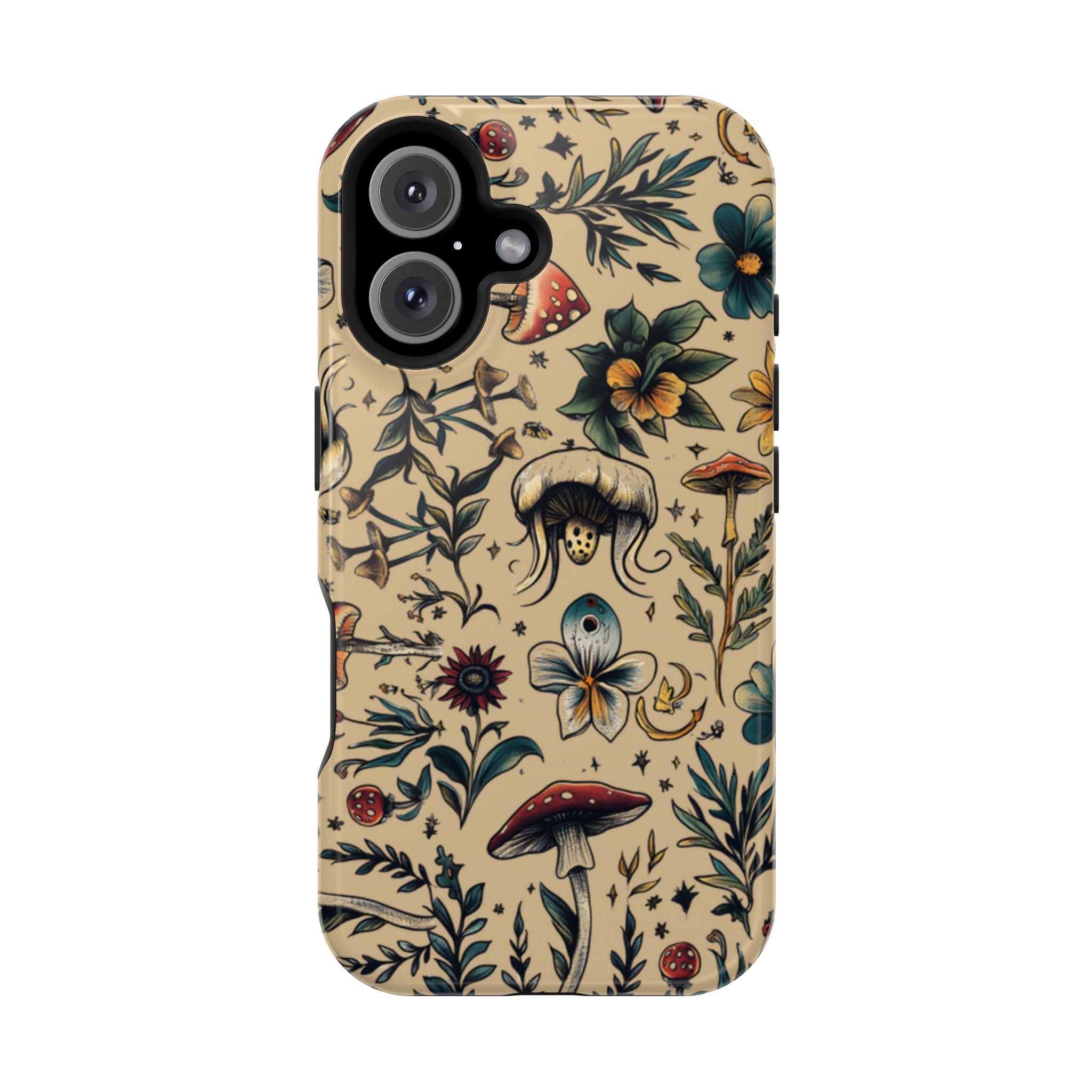 Vintage Botanical Mushroom Phone Case – MagSafe-Compatible Cover