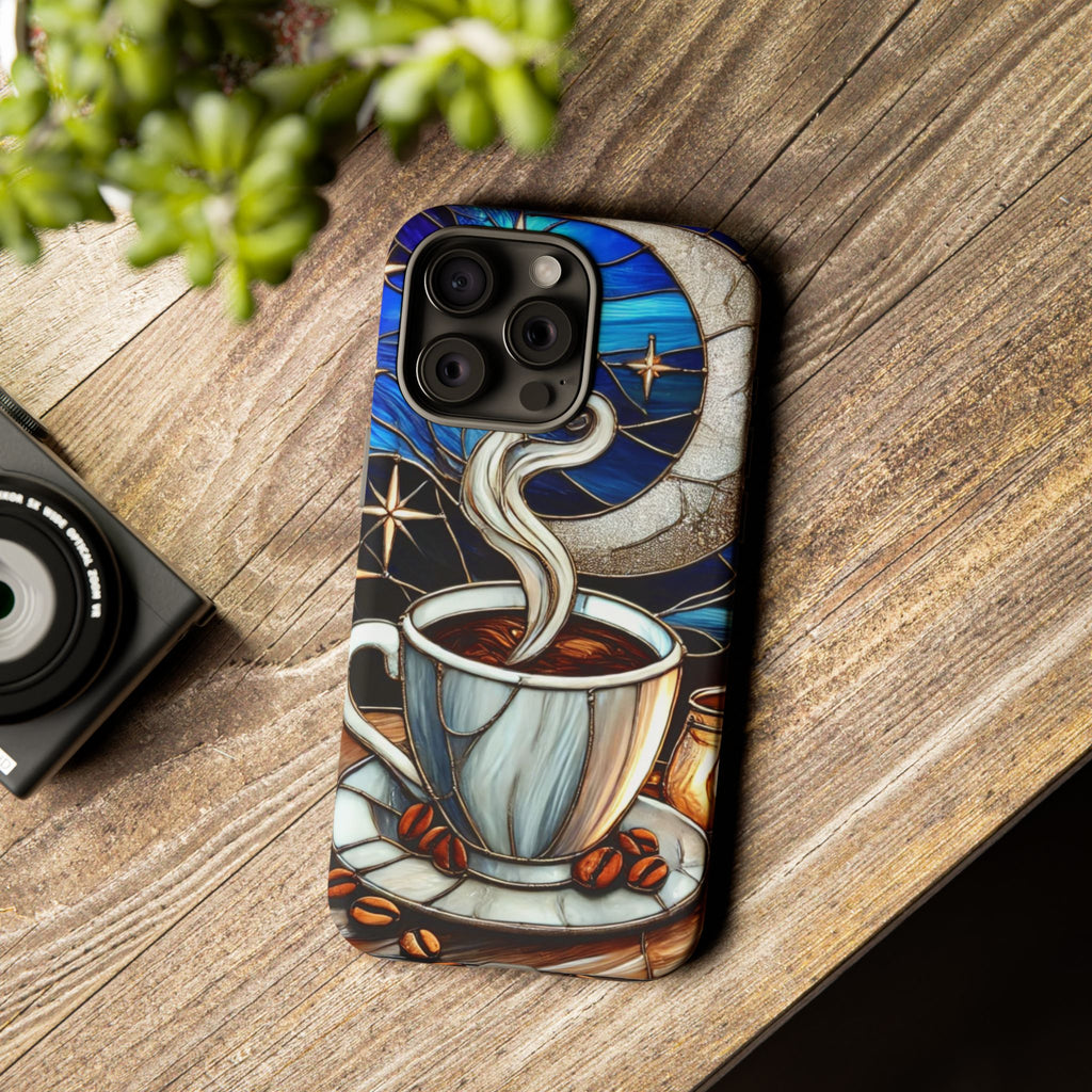 Stained Glass Coffee Phone Case – Cozy Artistic Design for Coffee Lovers
