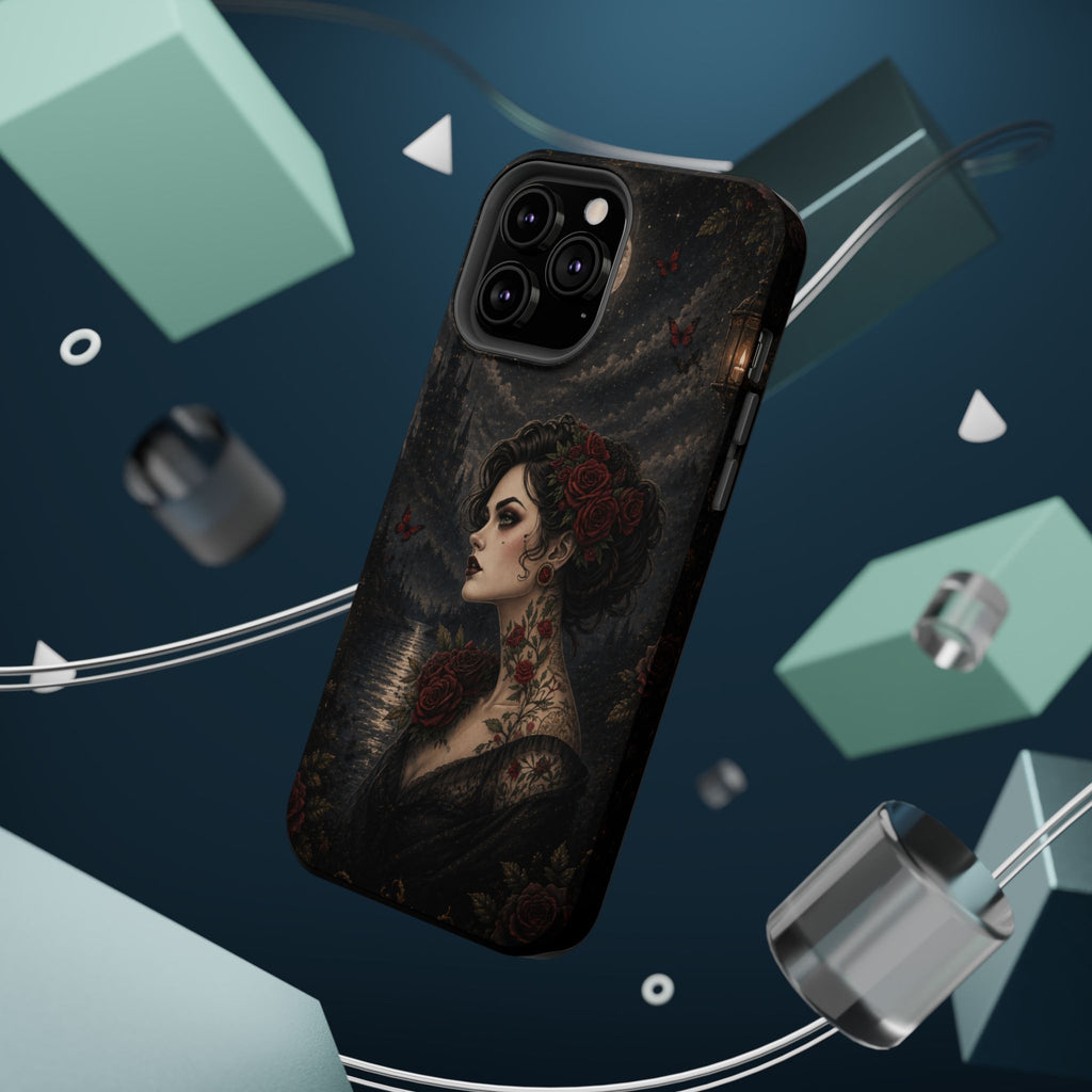 Gothic Rose Portrait Phone Case – Dark Romance MagSafe-Compatible Cover