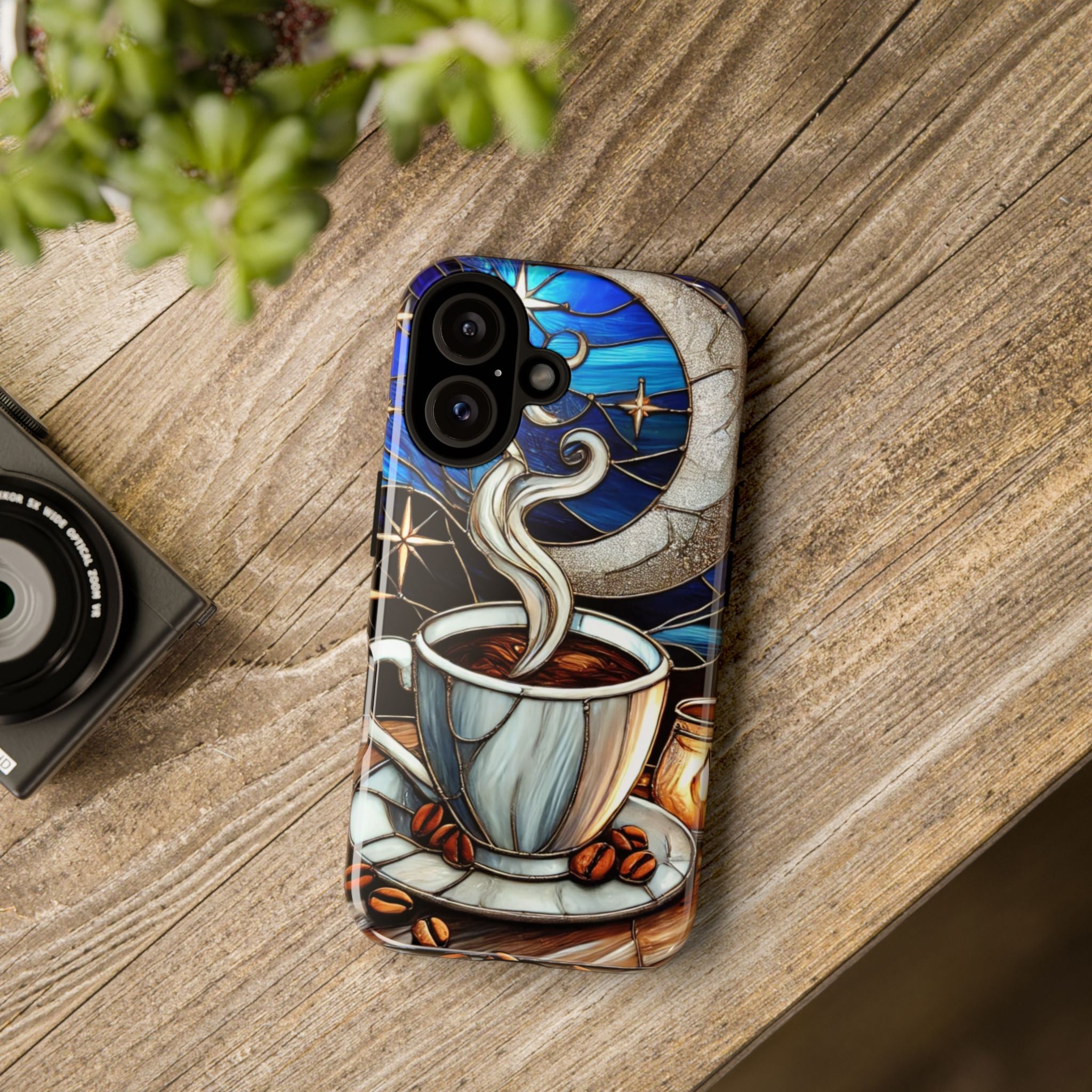 Stained Glass Coffee Phone Case – Cozy Artistic Design for Coffee Lovers