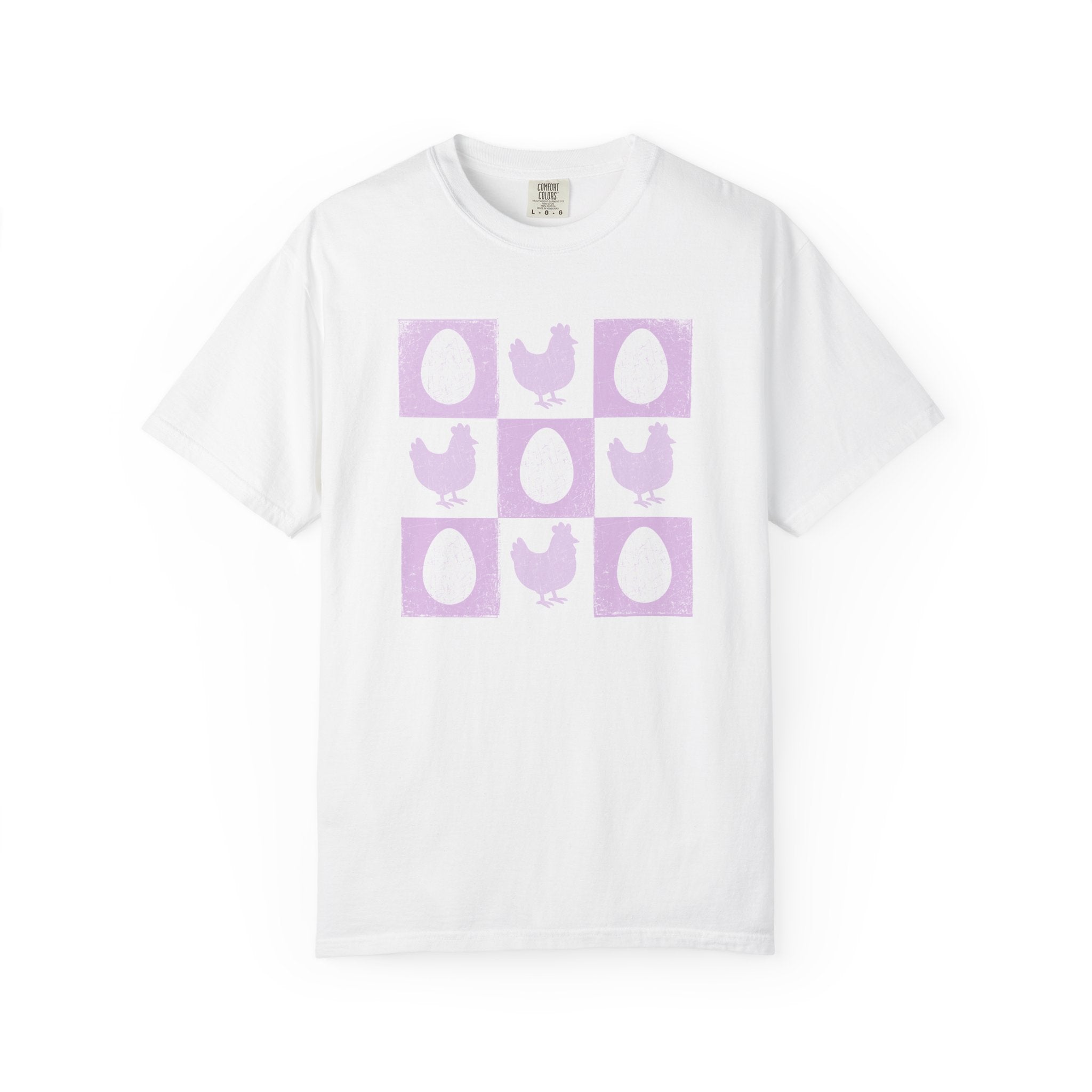 Charming Chicken Print T-Shirt, Rooster Checkerboard Tee