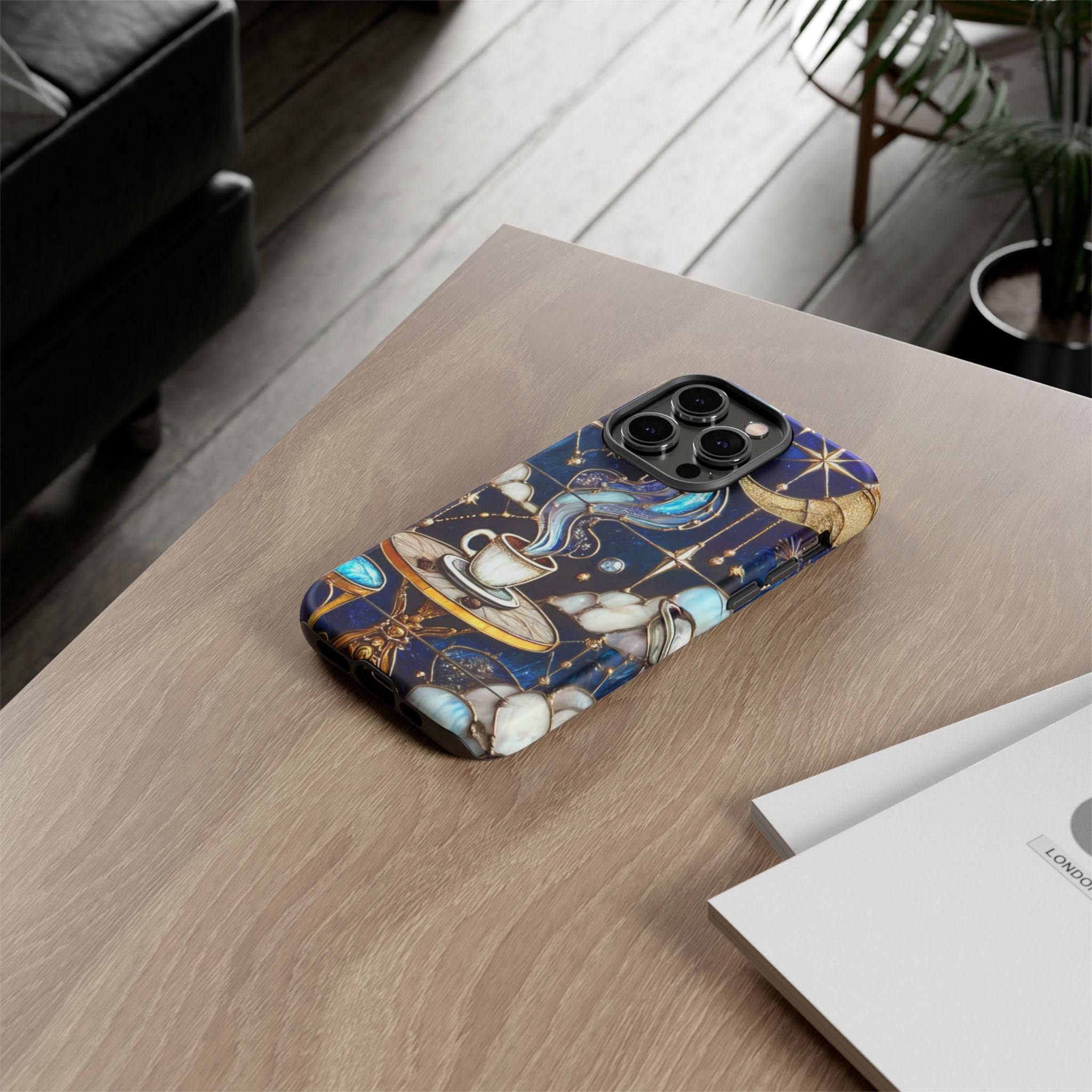 Celestial Stained Glass Coffee iPhone Case – Shockproof 3D Wrap
