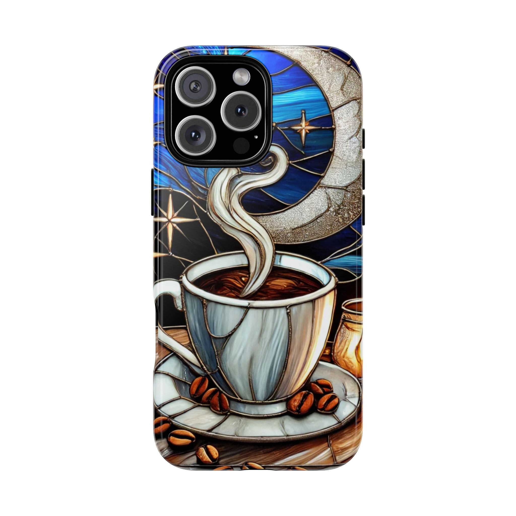 Stained Glass Coffee Phone Case – Cozy Artistic Design for Coffee Lovers