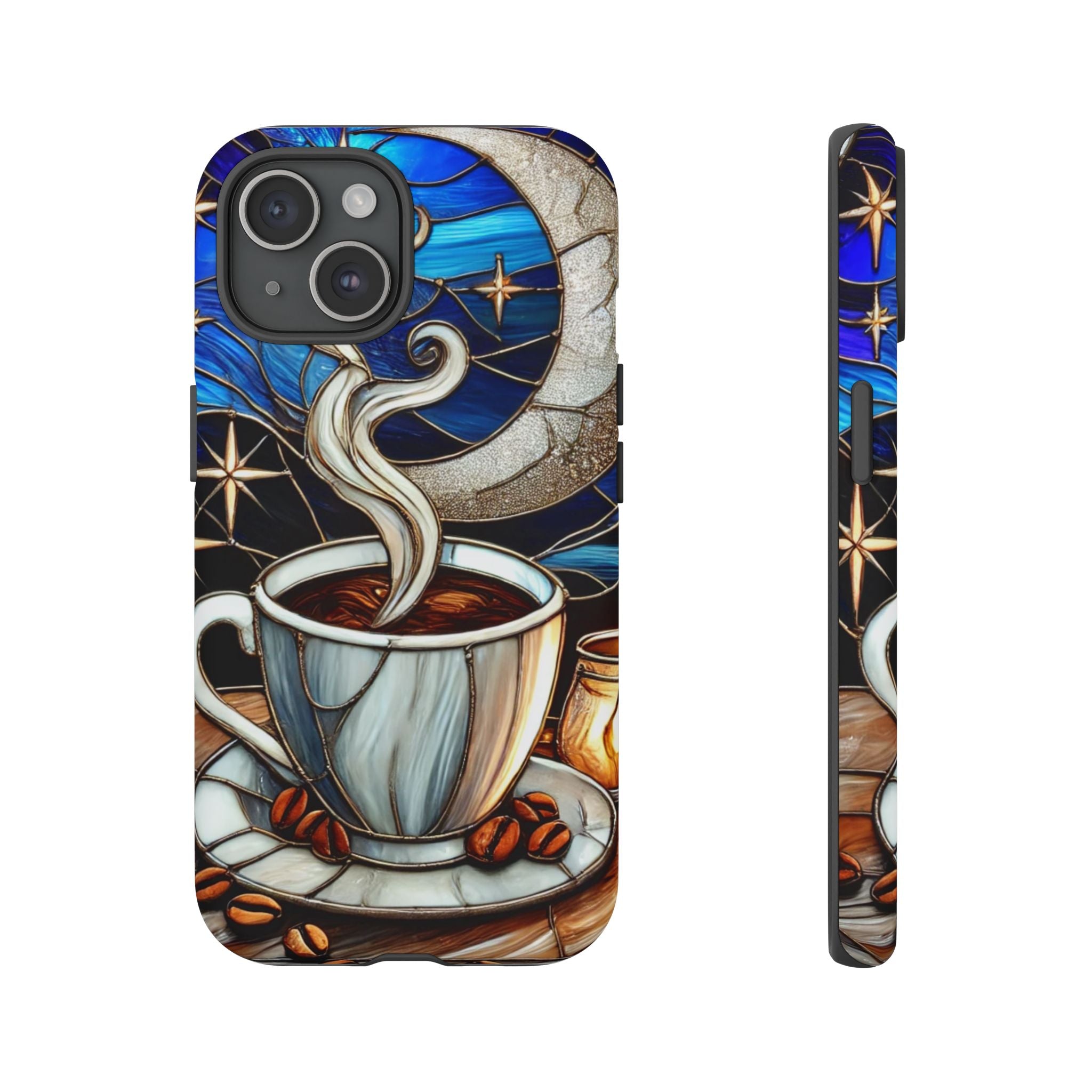 Stained Glass Coffee Phone Case – Cozy Artistic Design for Coffee Lovers