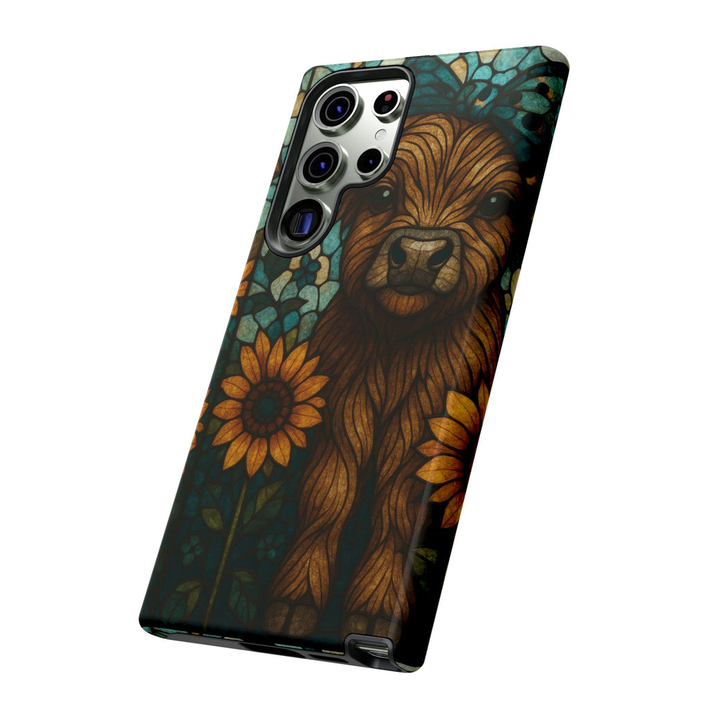 Stained Glass Baby Cow Phone Case – Sunflower Farmhouse Animal Design