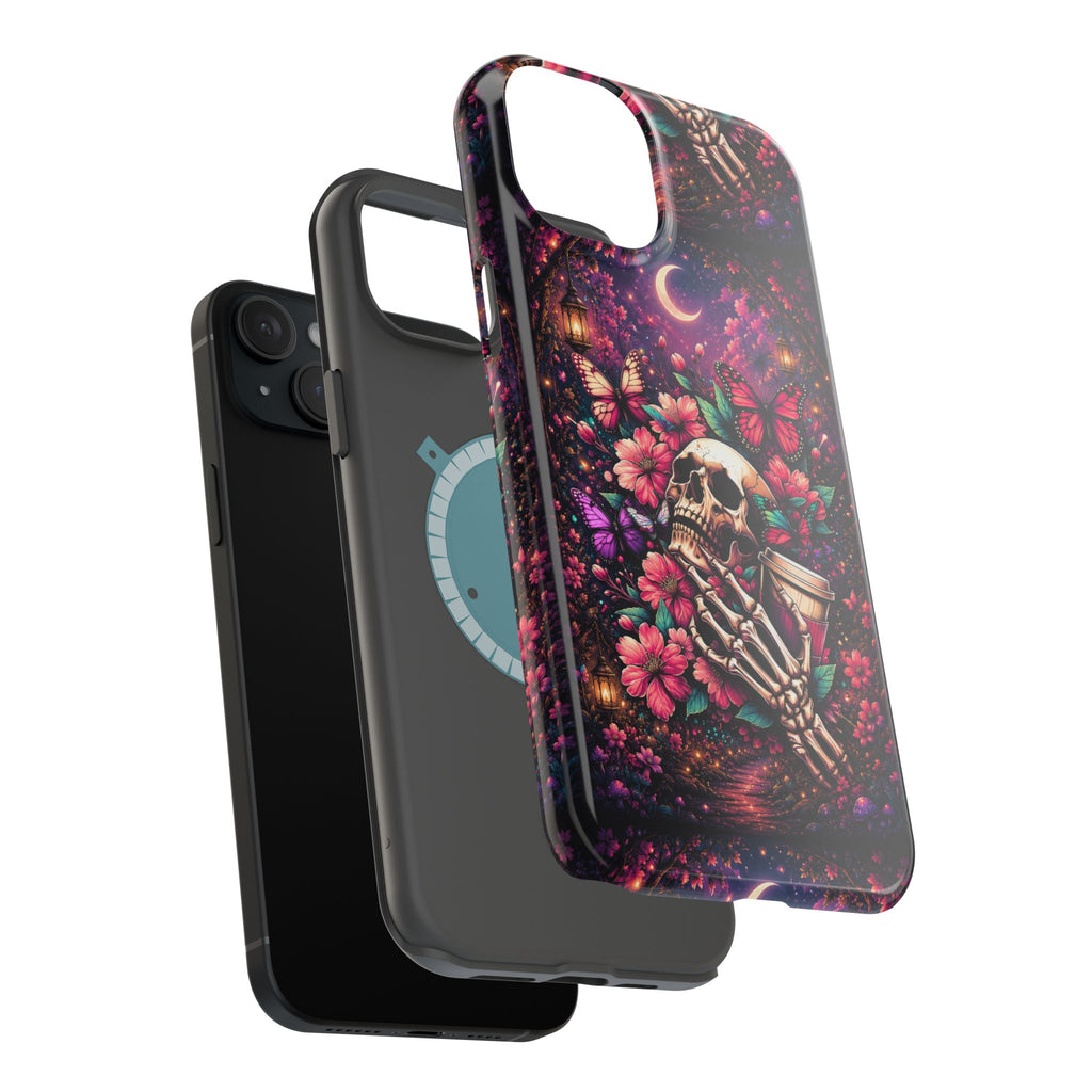 Skull & Butterflies Phone Case – Gothic Floral MagSafe-Compatible Case