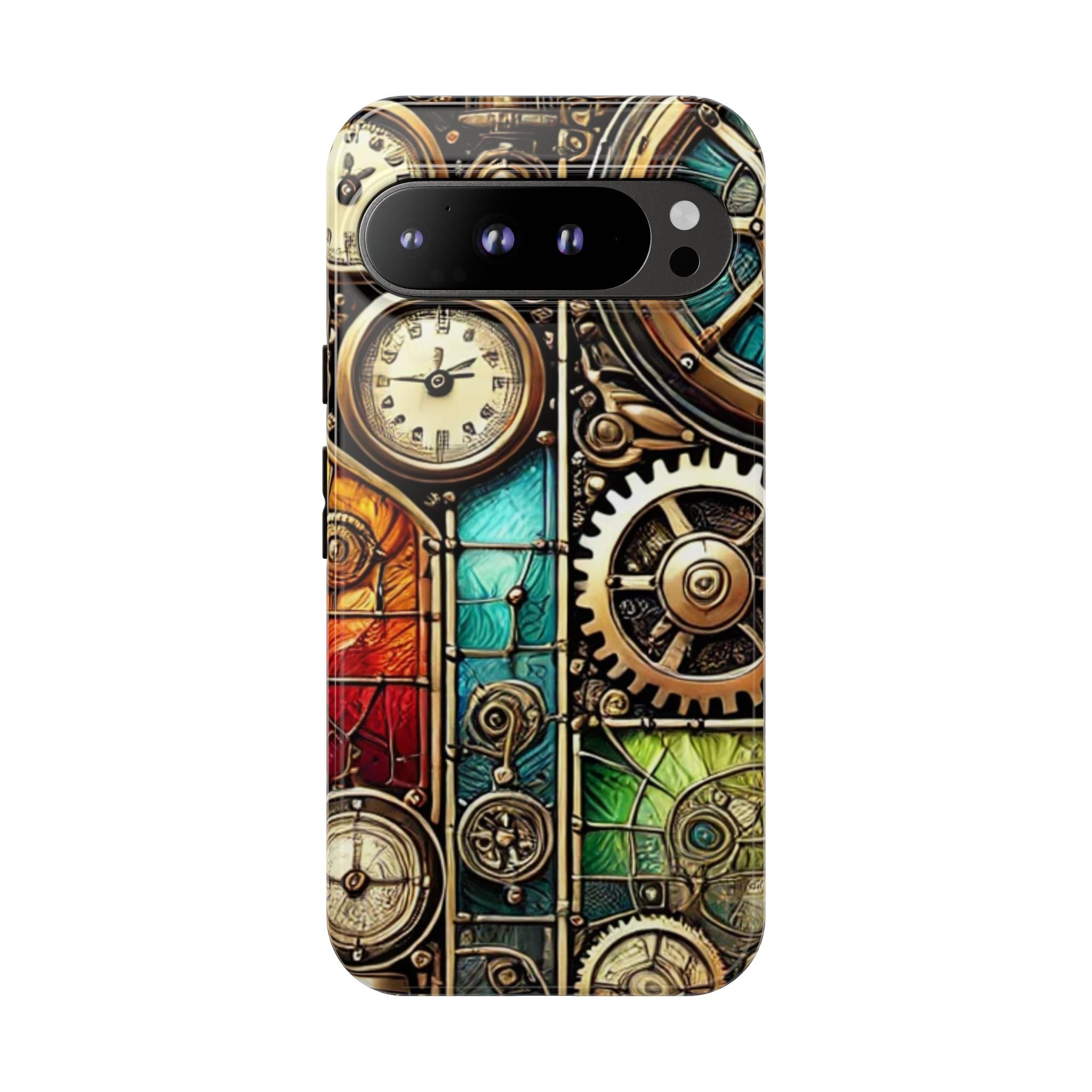 Steampunk Meets Stained Glass Android Case, Artistic Gear Design