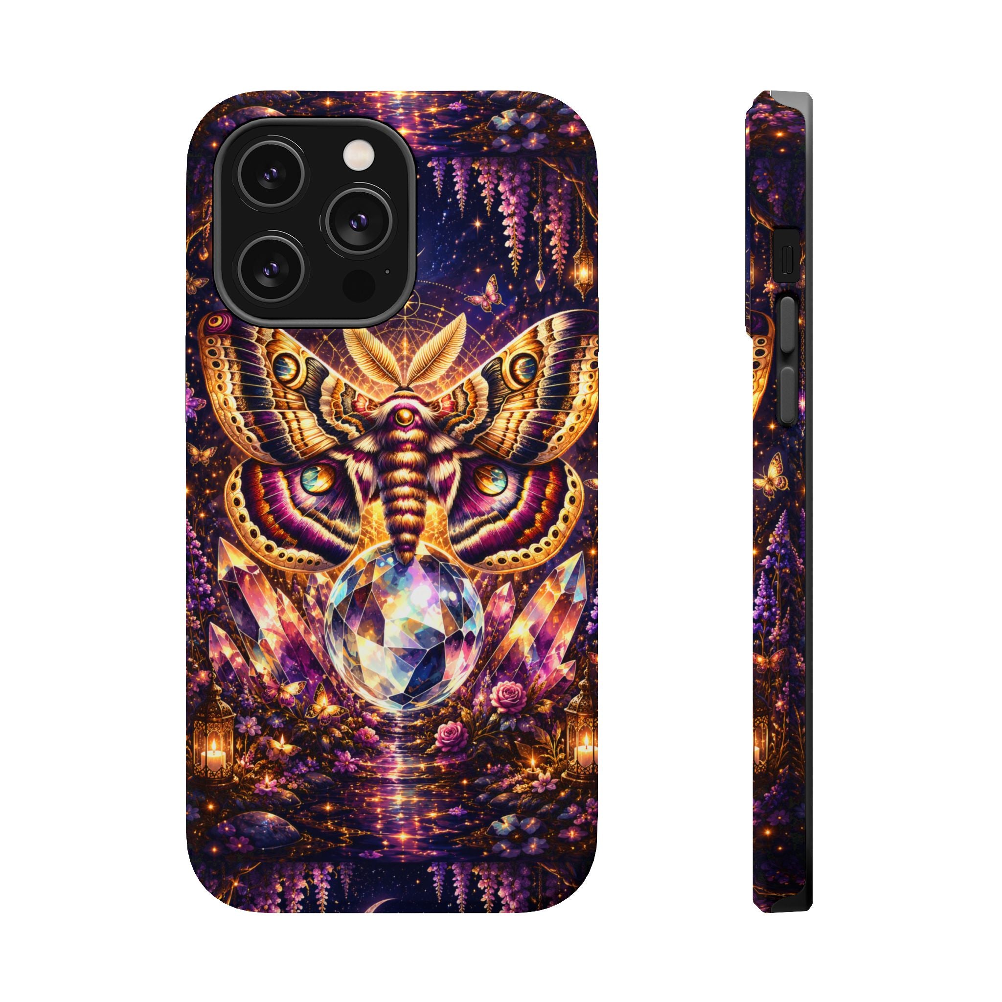 Mystic Moth Crystal Phone Case – Jewel-Toned MagSafe-Compatible Cover
