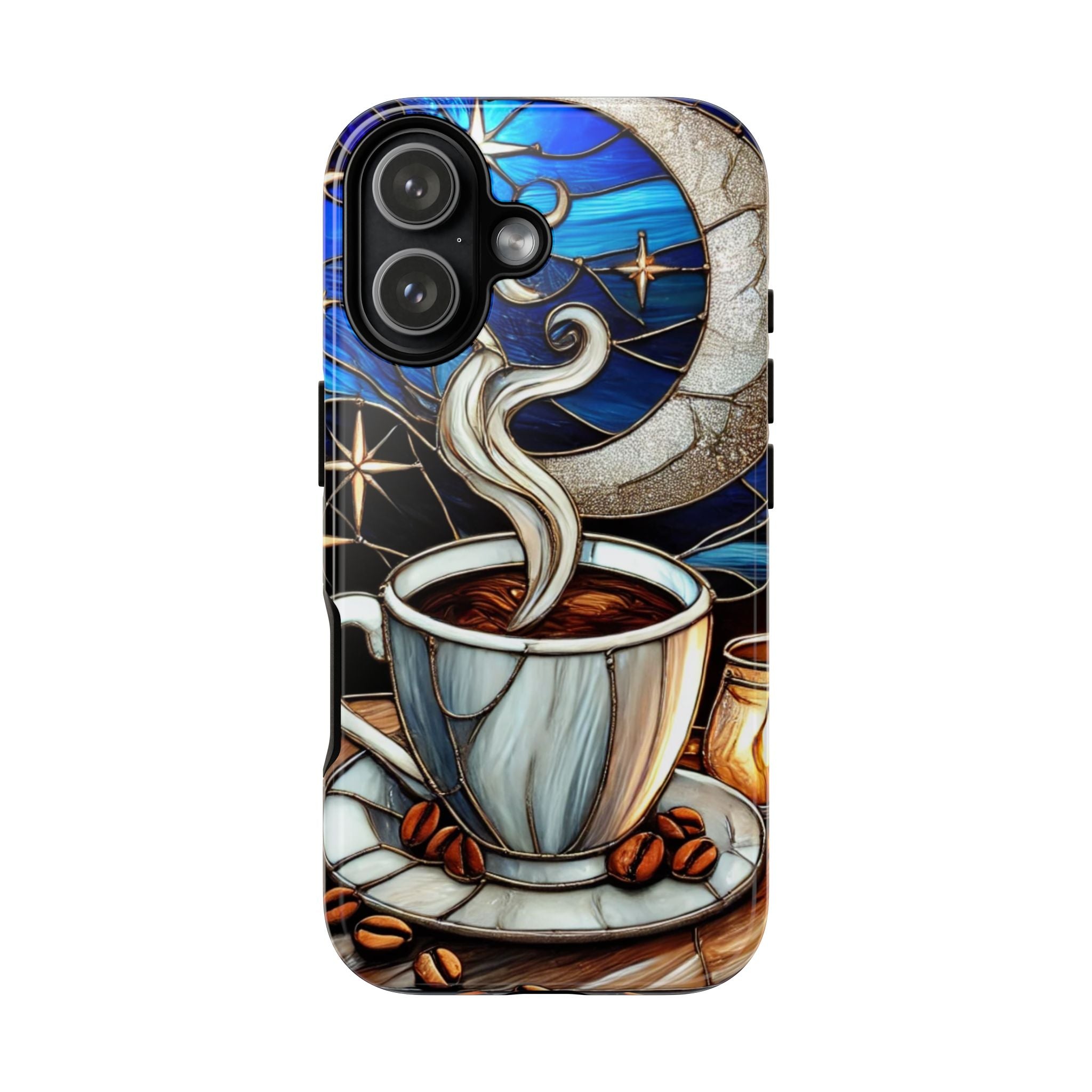 Stained Glass Coffee Phone Case – Cozy Artistic Design for Coffee Lovers