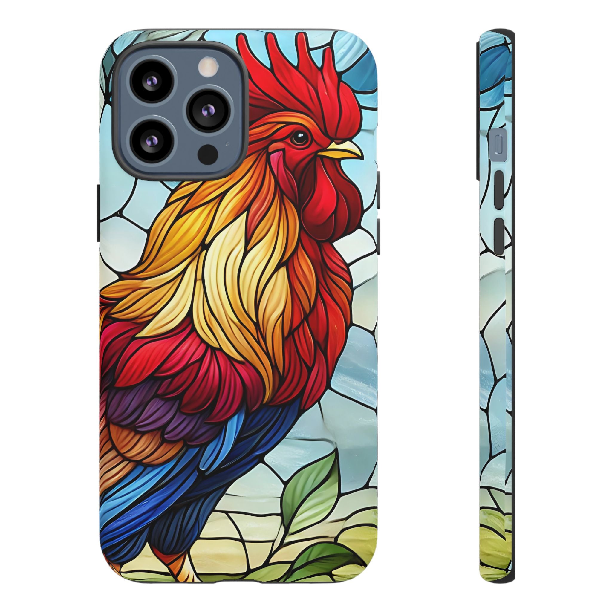Colorful Stained Glass Rooster Android Case, Tough Protective Phone Cover, Farmhouse Decor Protective Phone Case, Unique Chicken Design