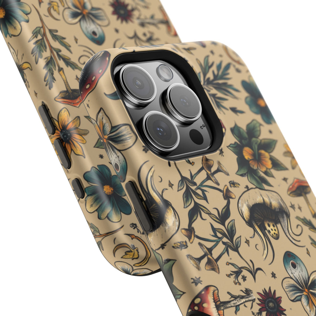 Vintage Botanical Mushroom Phone Case – MagSafe-Compatible Cover