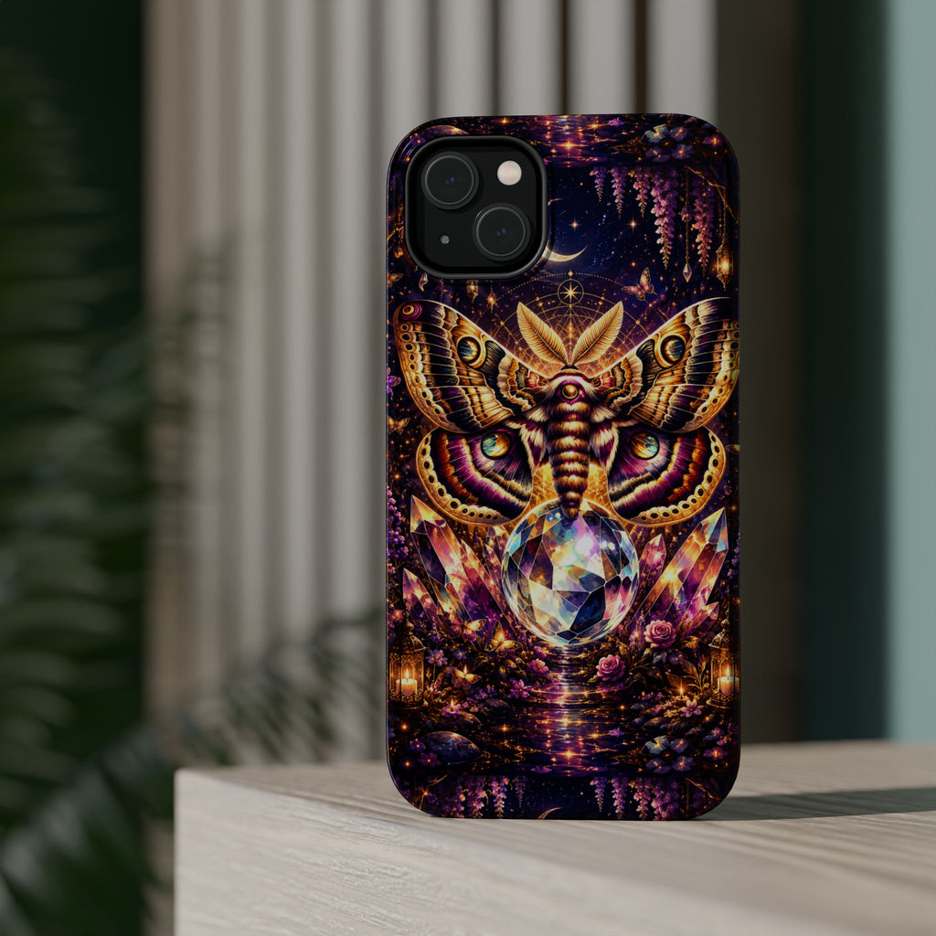 Mystic Moth Crystal Phone Case – Jewel-Toned MagSafe-Compatible Cover