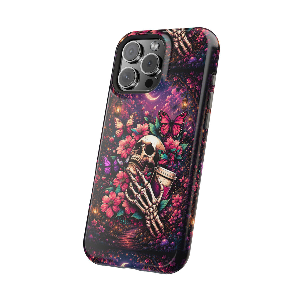 Skull & Butterflies Phone Case – Gothic Floral MagSafe-Compatible Case