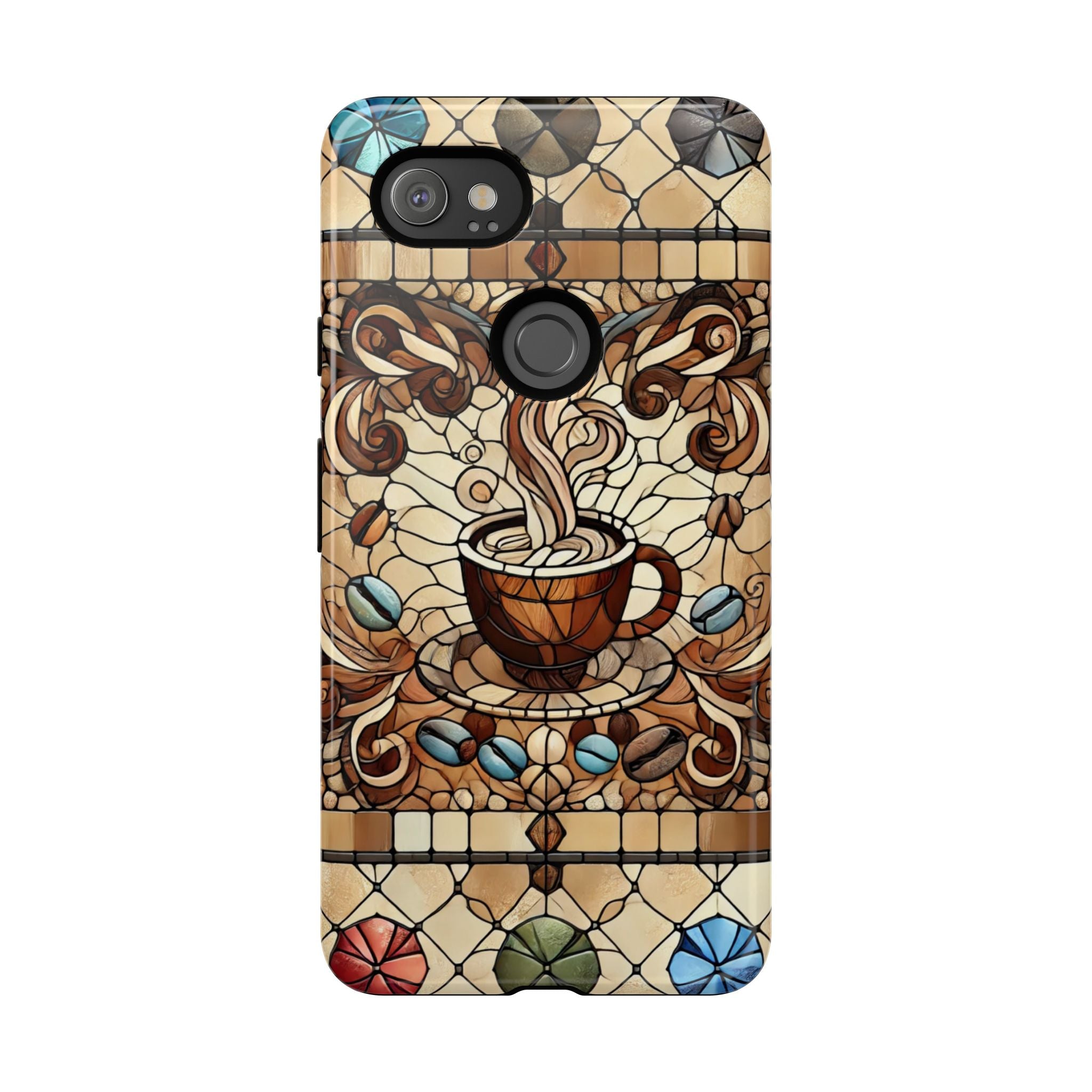 Stained Glass Coffee Android Phone Case – Shockproof TPU, 3D Wrap