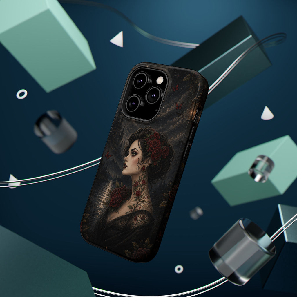 Gothic Rose Portrait Phone Case – Dark Romance MagSafe-Compatible Cover