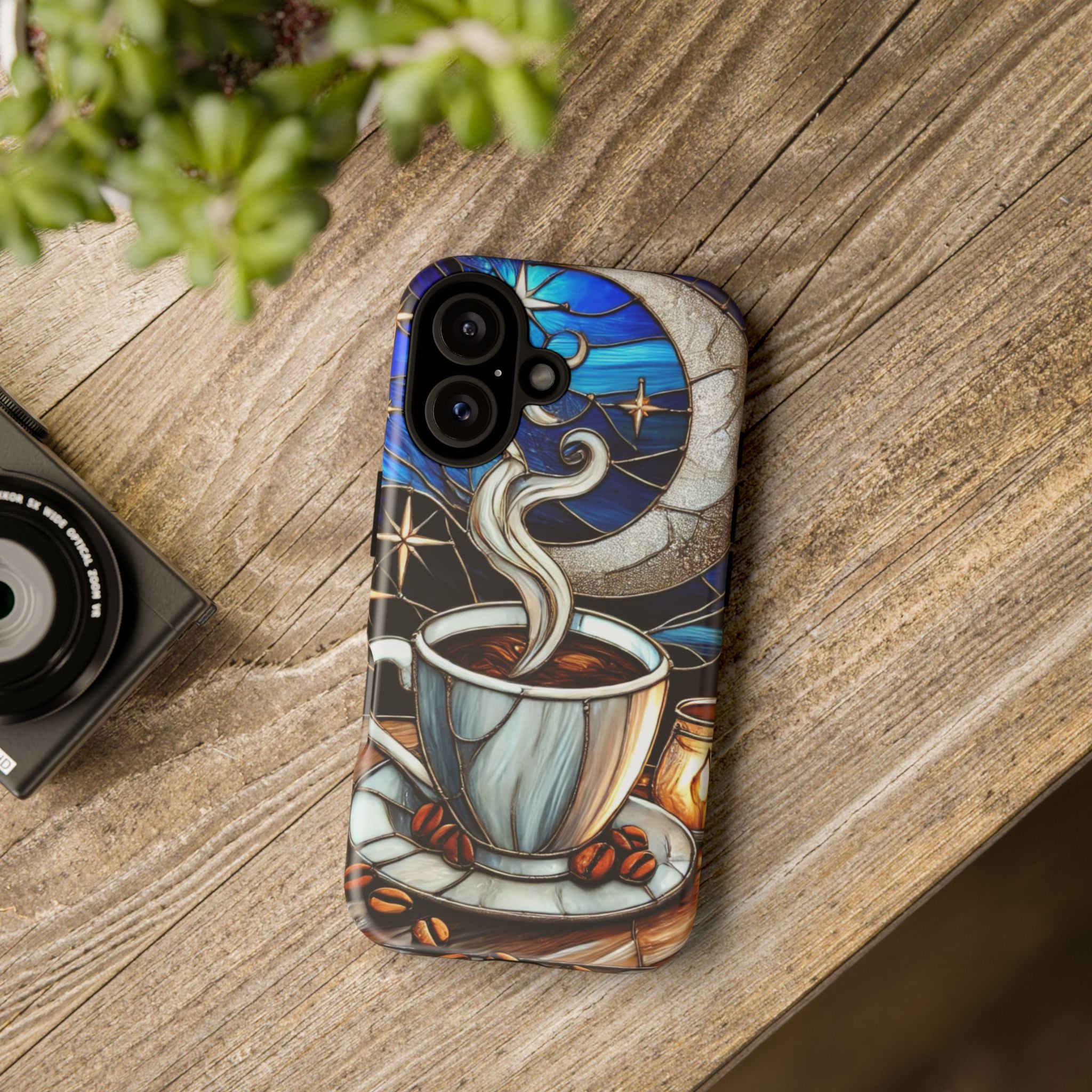 Stained Glass Coffee Phone Case – Cozy Artistic Design for Coffee Lovers