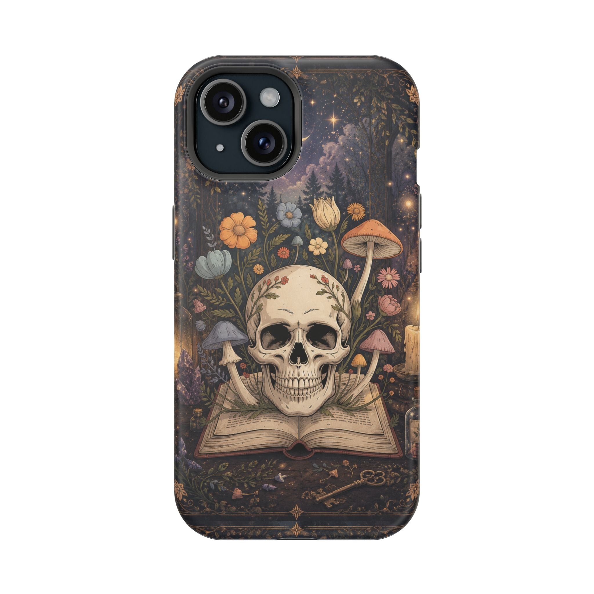 Skull & Mushroom Phone Case – Gothic MagSafe-Compatible Impact-Resistant Case