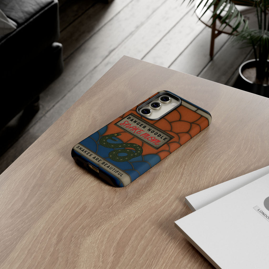 Danger Noodle Snake Mom Phone Case | Snakes Are Beautiful |Stained Glass Snake Art | Funny Snake Lover Gift |  Reptile Mom Phone Cover