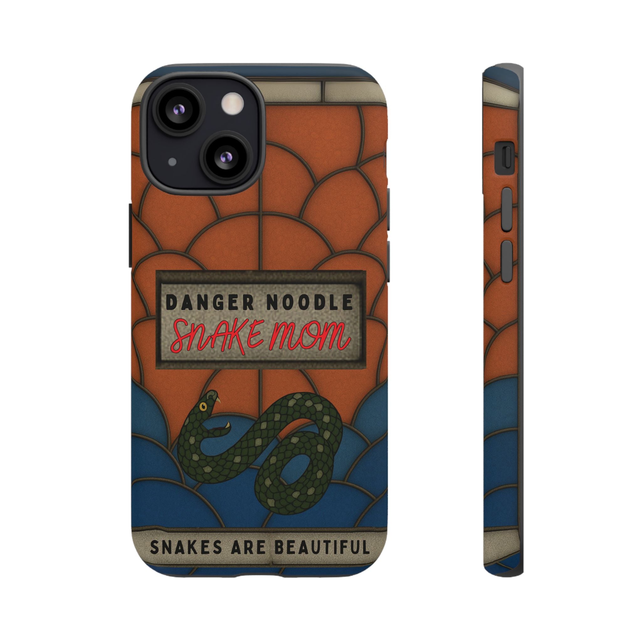 Danger Noodle Snake Mom Phone Case | Snakes Are Beautiful |Stained Glass Snake Art | Funny Snake Lover Gift |  Reptile Mom Phone Cover