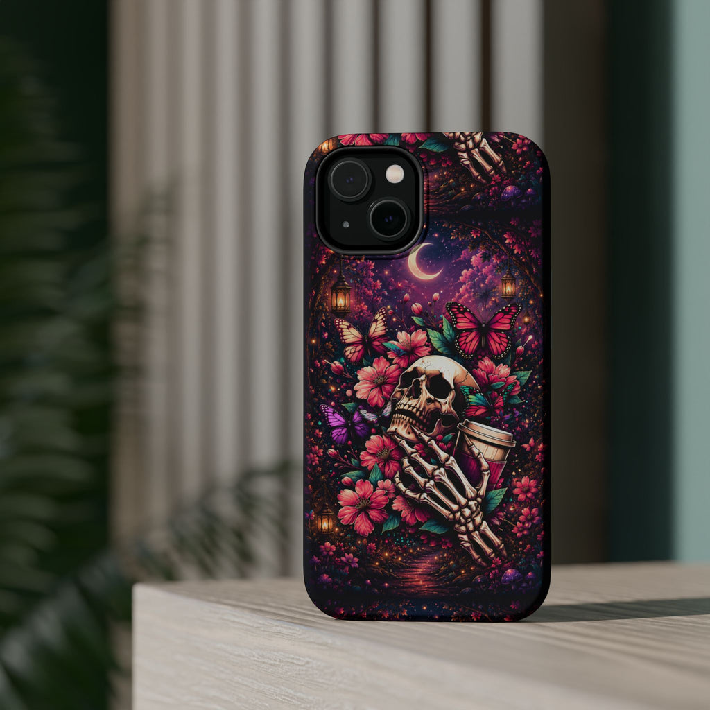 Skull & Butterflies Phone Case – Gothic Floral MagSafe-Compatible Case