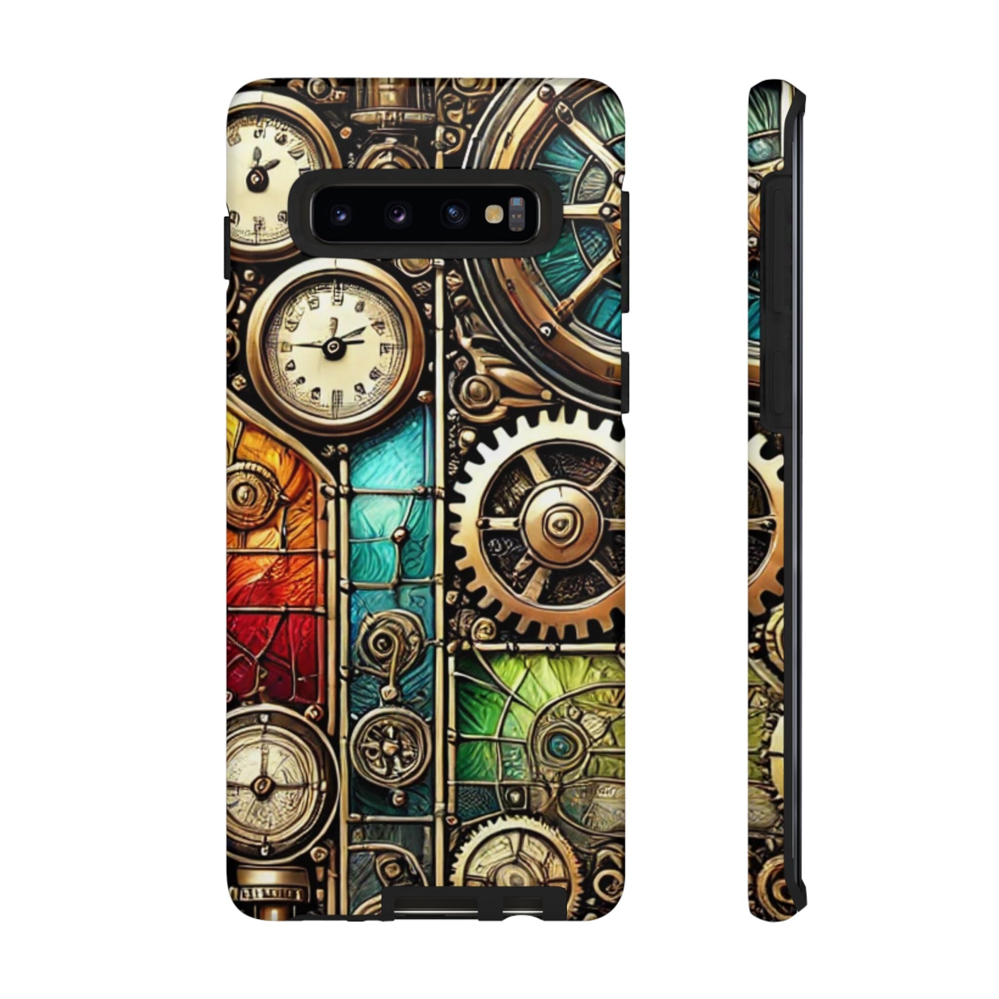 Steampunk Meets Stained Glass Android Case, Artistic Gear Design