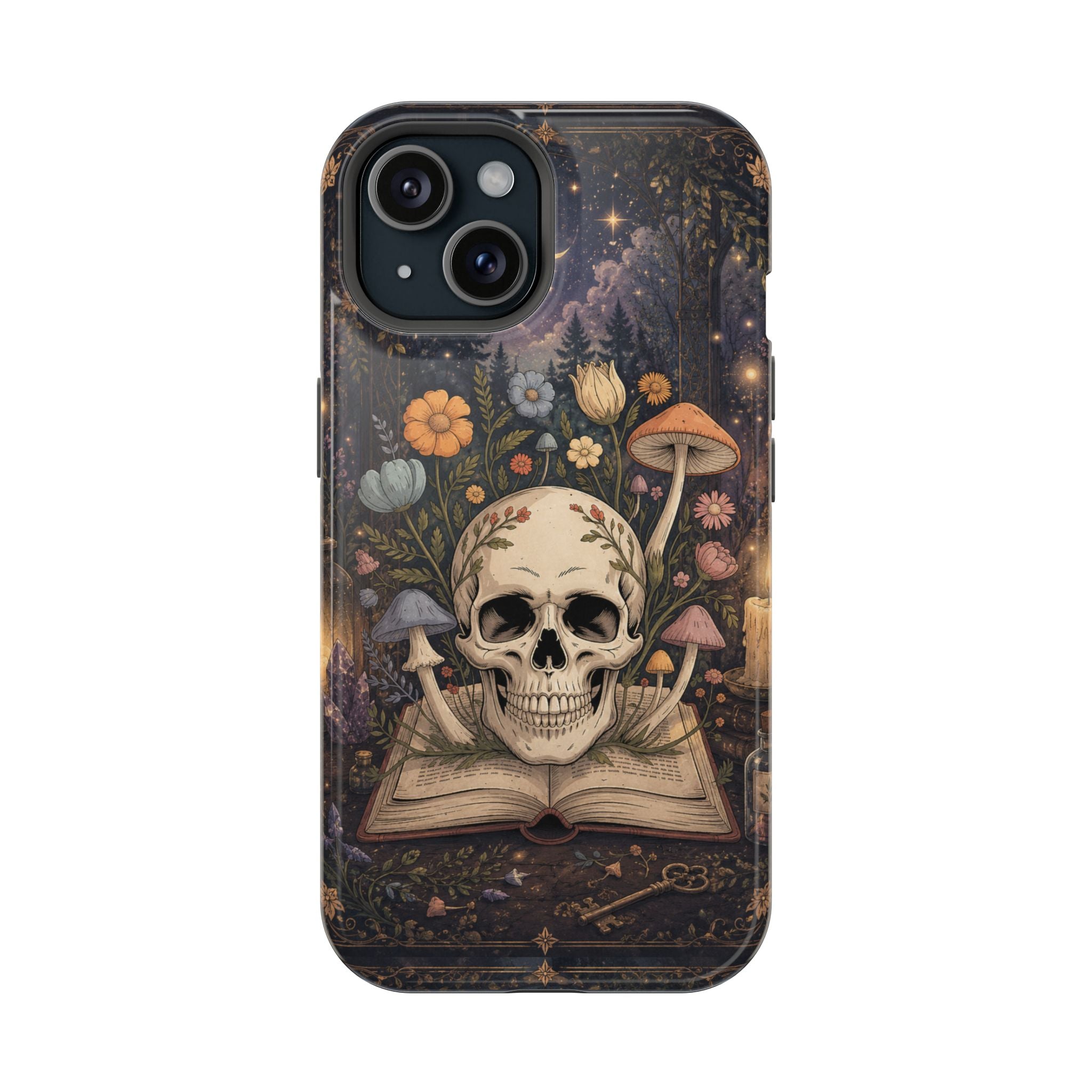 Skull & Mushroom Phone Case – Gothic MagSafe-Compatible Impact-Resistant Case
