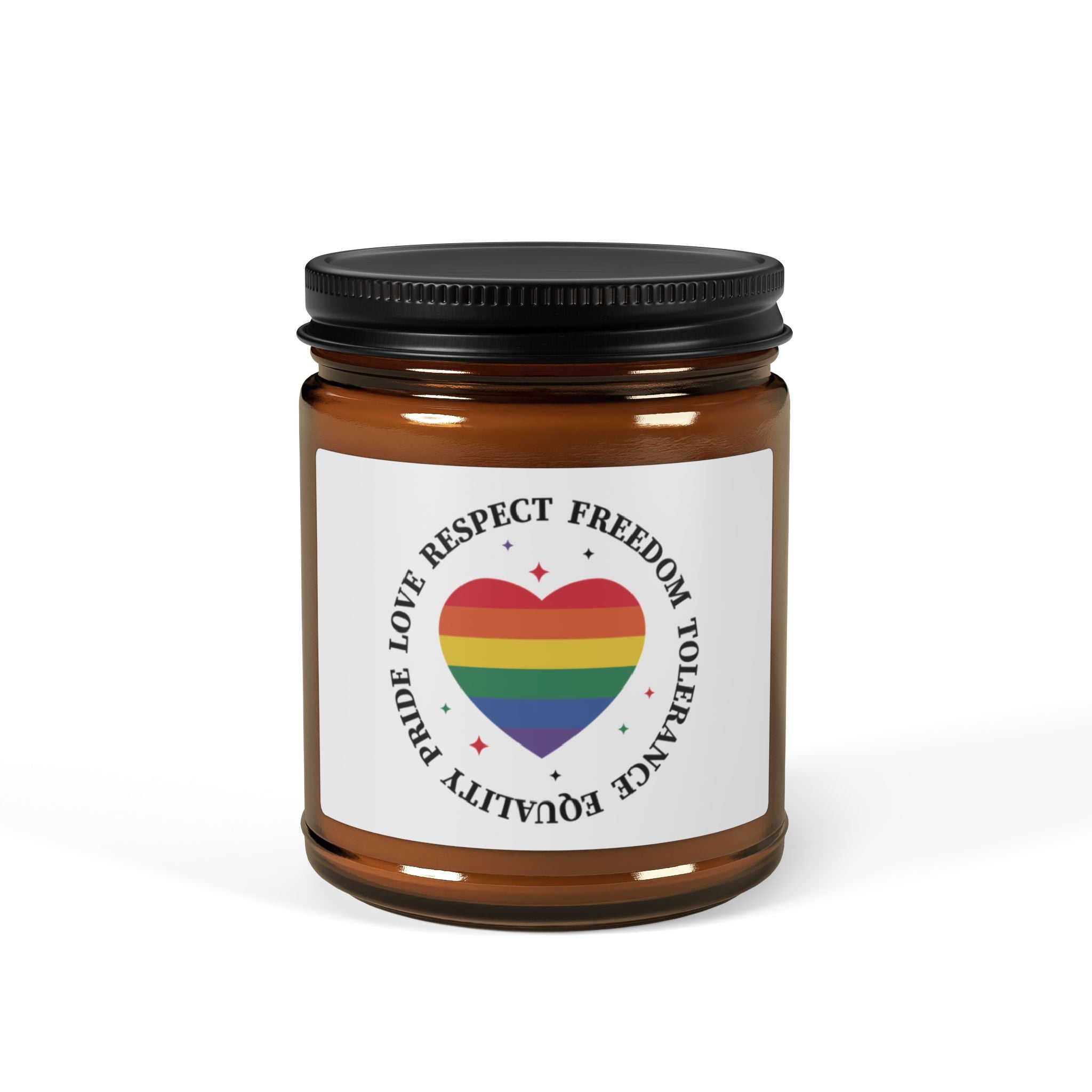 Pride Love Scented Soy Candle - Rainbow Heart LGBTQ+ Gift From Friend, Respect Freedom Tolerance Equality Pride Month Celebrations For Grad