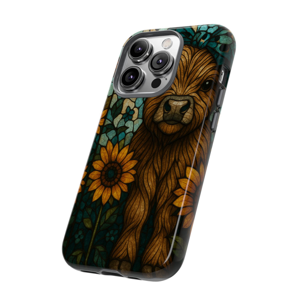Stained Glass Baby Cow Phone Case – Sunflower Farmhouse Animal Design
