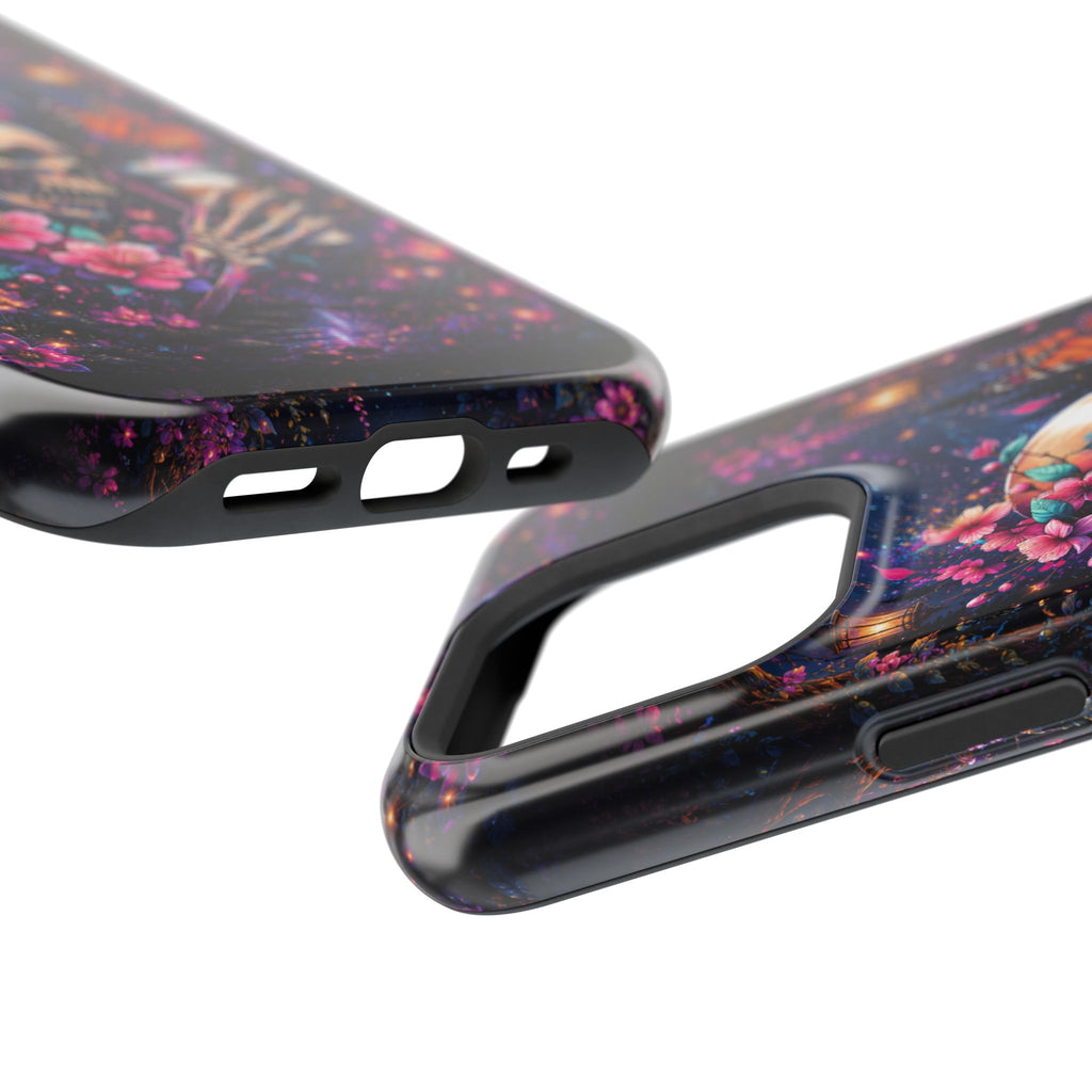 Skull & Cherry Blossom Phone Case – Floral Gothic MagSafe Cover