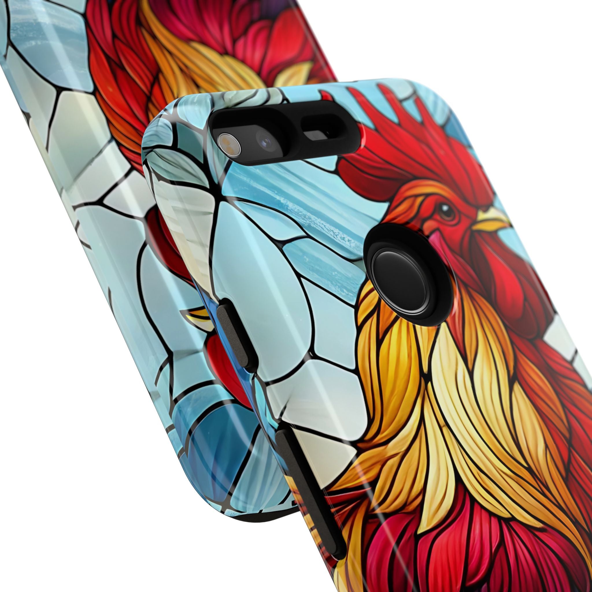Colorful Stained Glass Rooster Android Case, Tough Protective Phone Cover, Farmhouse Decor Protective Phone Case, Unique Chicken Design